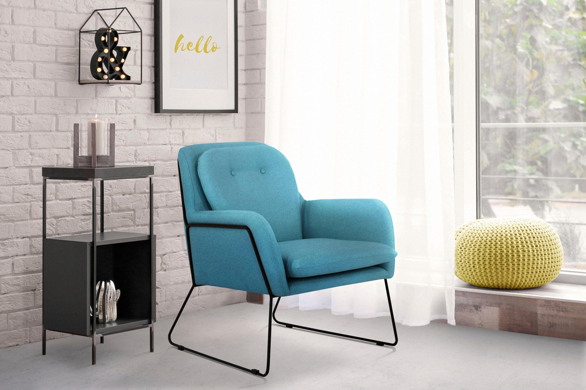 Home affaire Sessel »Flin Cocktailsesel« mit Knöpfen und Kissenoptik im Rücken