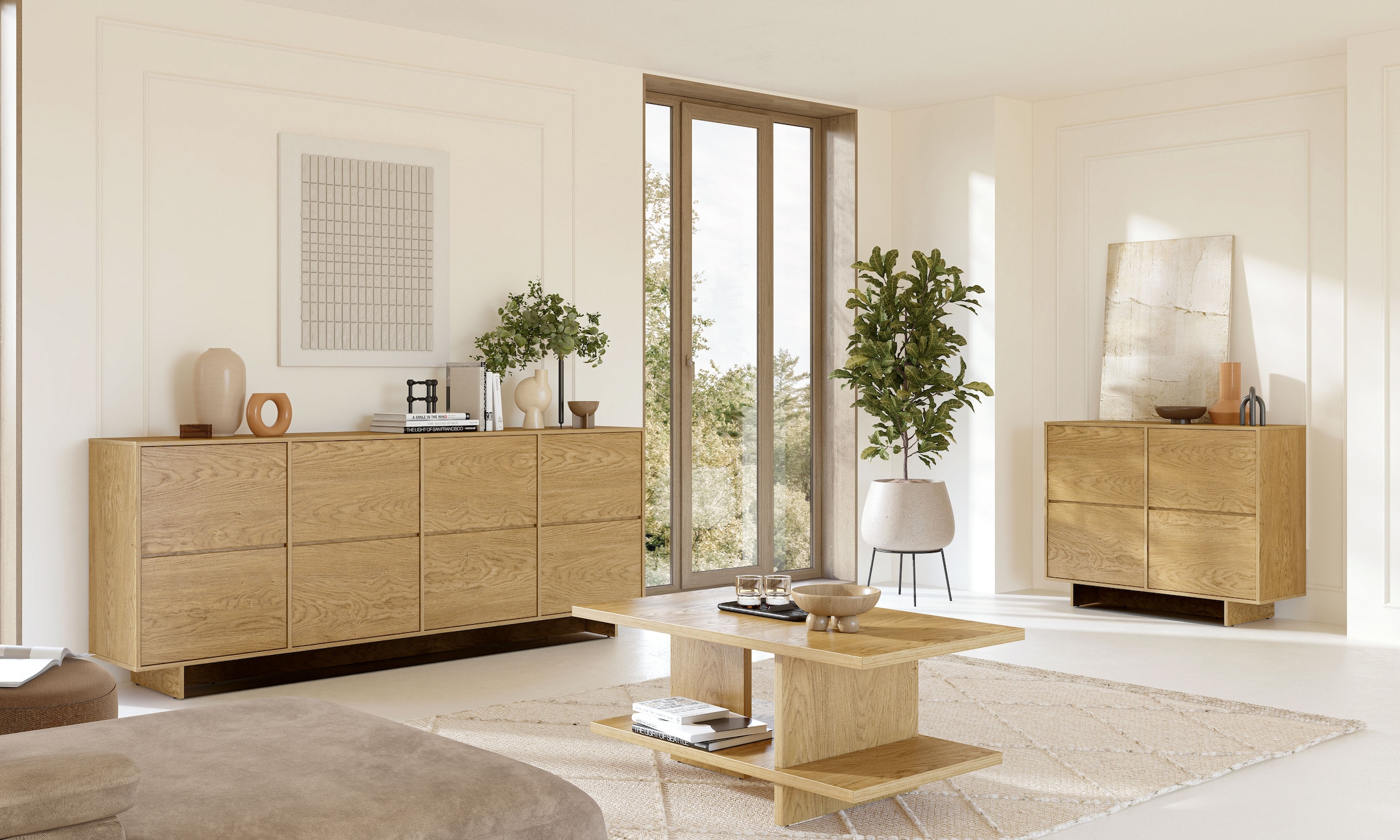 GOODproduct Buffet »Tatami, Stilvolle, moderne grifflose Kommode 2 Türen, Breite 111cm« buffet avec beaucoup de rangement, étagères réglables, fonction push-to-open