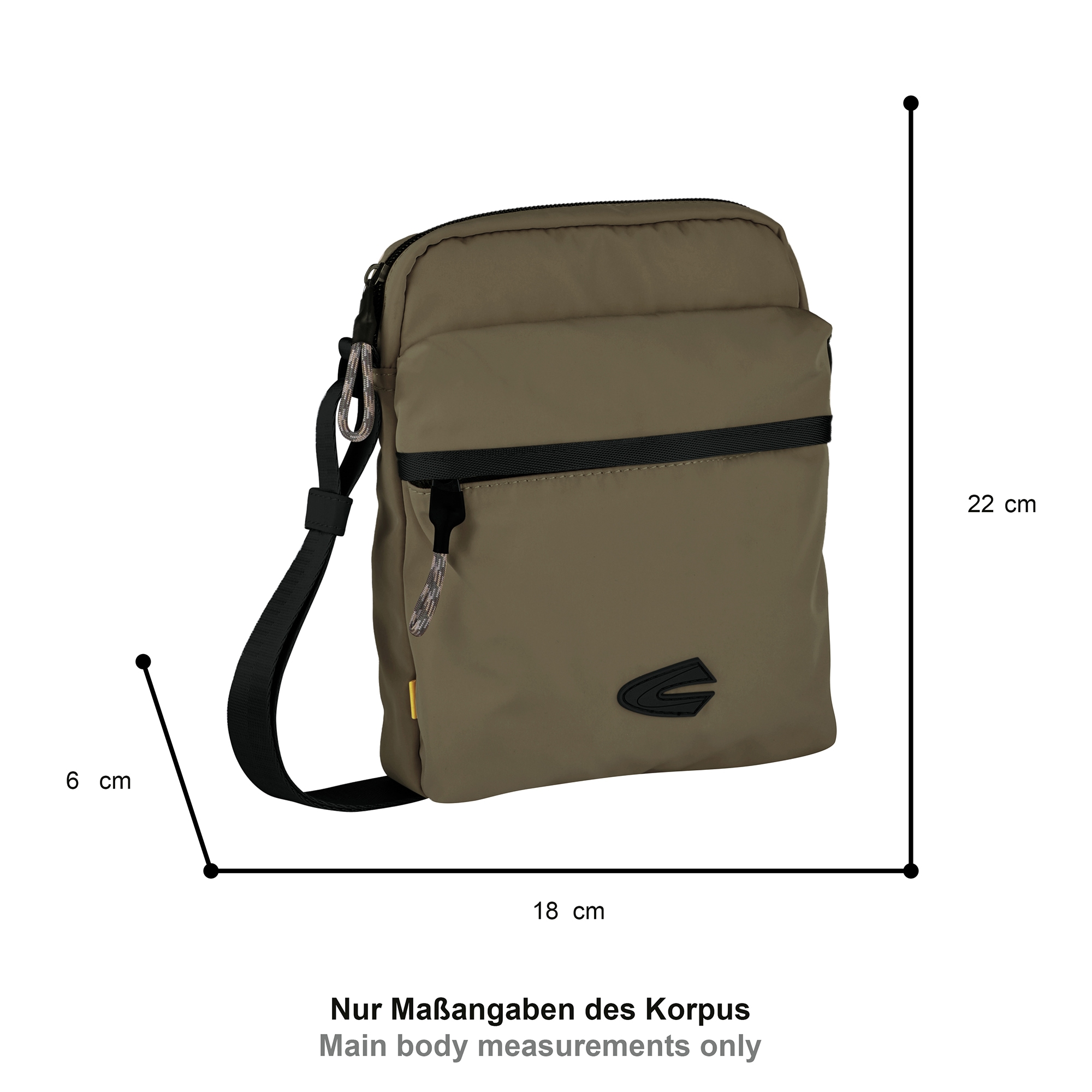 camel active Sac à bandoulière »Terra« aus recyceltem Nylon und voluminös aufgesetzten Taschen