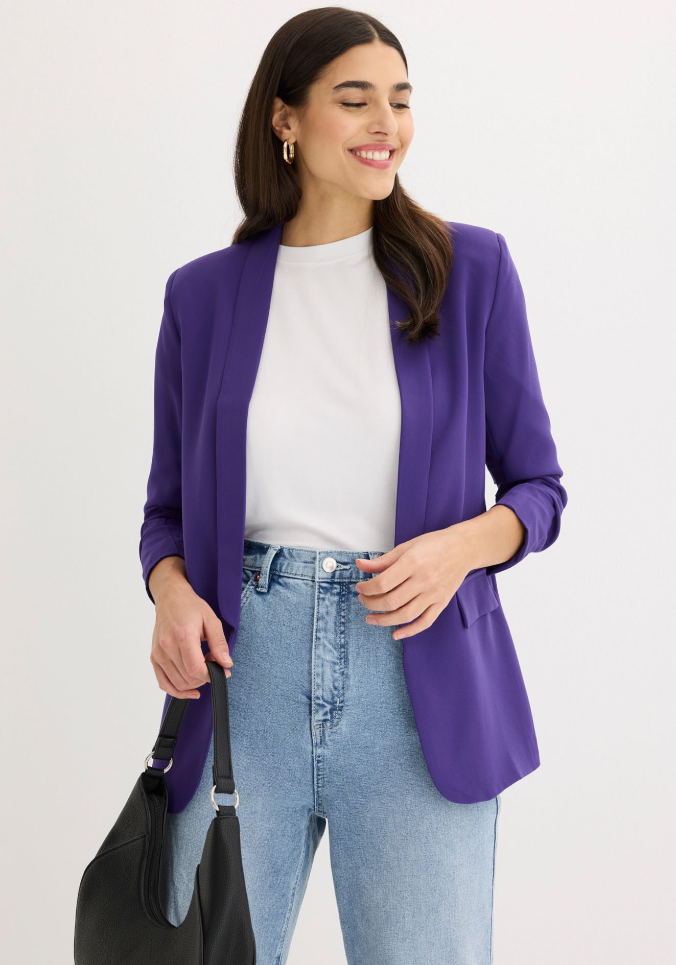 bonprix Jackenblazer femininer Stil, schmale Passform, schmales und langes Reverse