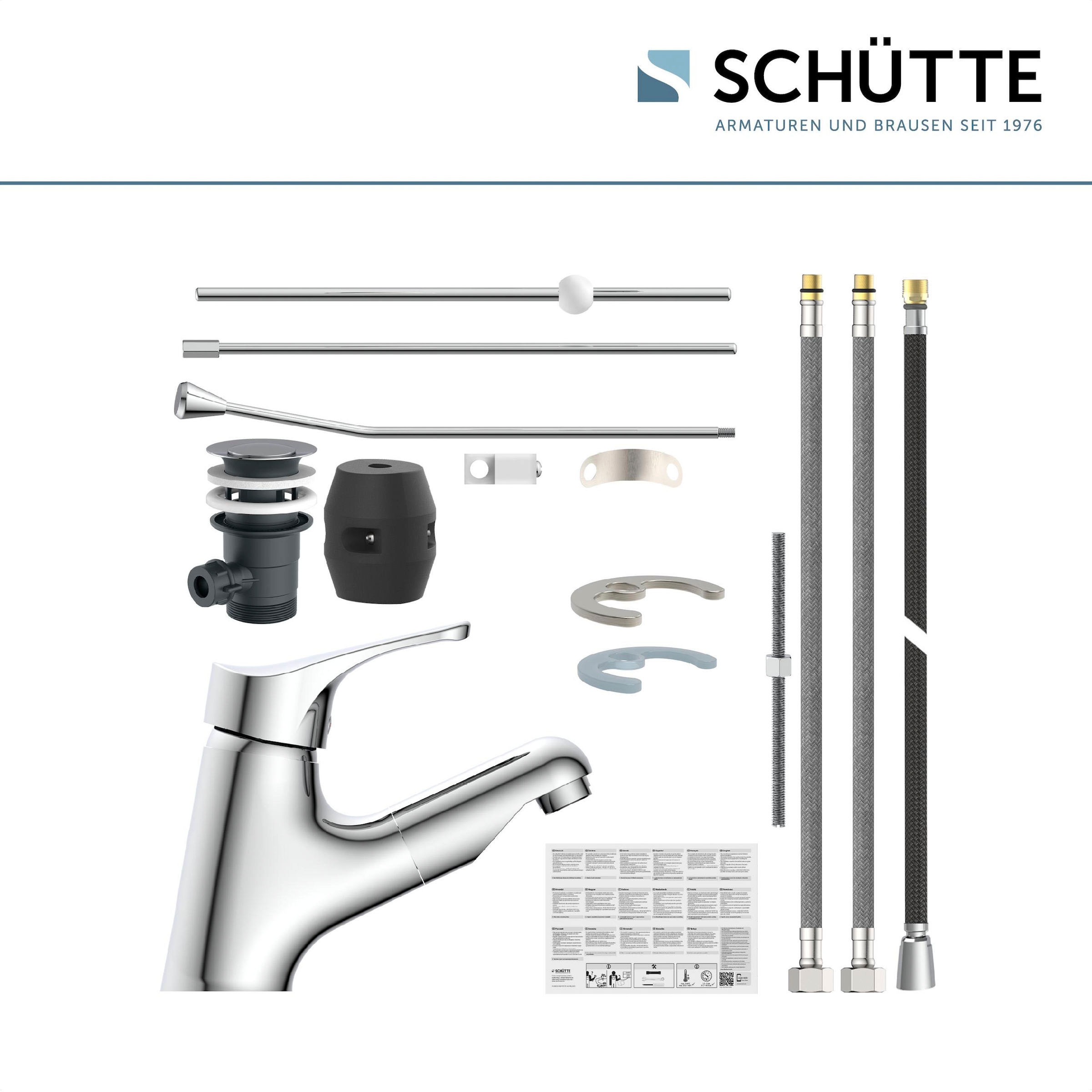 Schütte Waschtischarmatur »Attica« Set,  mit herausziehbarer Brause und Zugstange, Wasserhahn, Mischbatterie