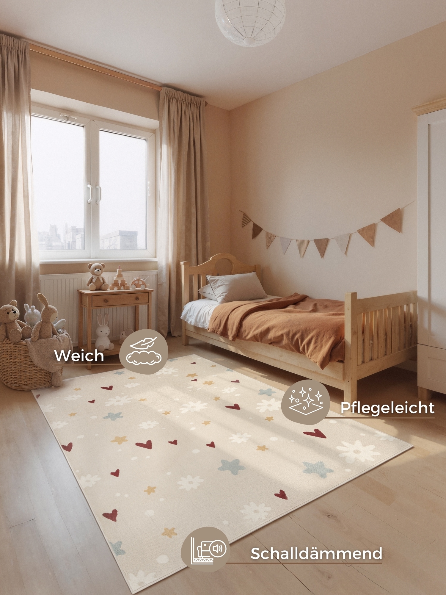 HANSE Home Tapis pour enfants »Amori« Rectangulaire 10 mm Höhe Pflegeleicht, Weich, Kinderzimmer, Spielteppich, Spielunterlage