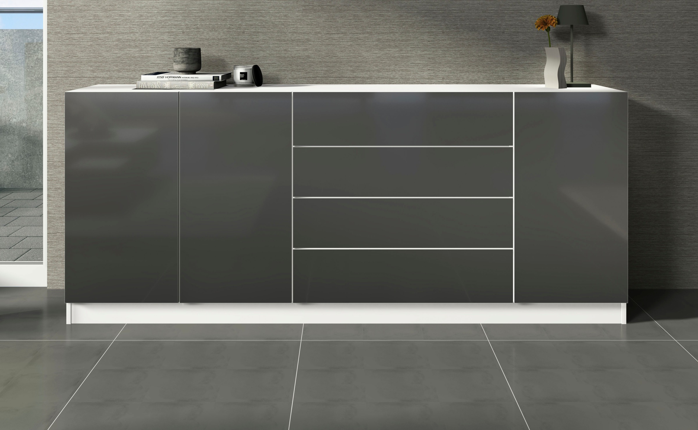 borchardt Möbel Sideboard »Vaasa, Kommode mit 3 Türen und 4 Schubkästen auf Kugelführungen« Breite 190 cm