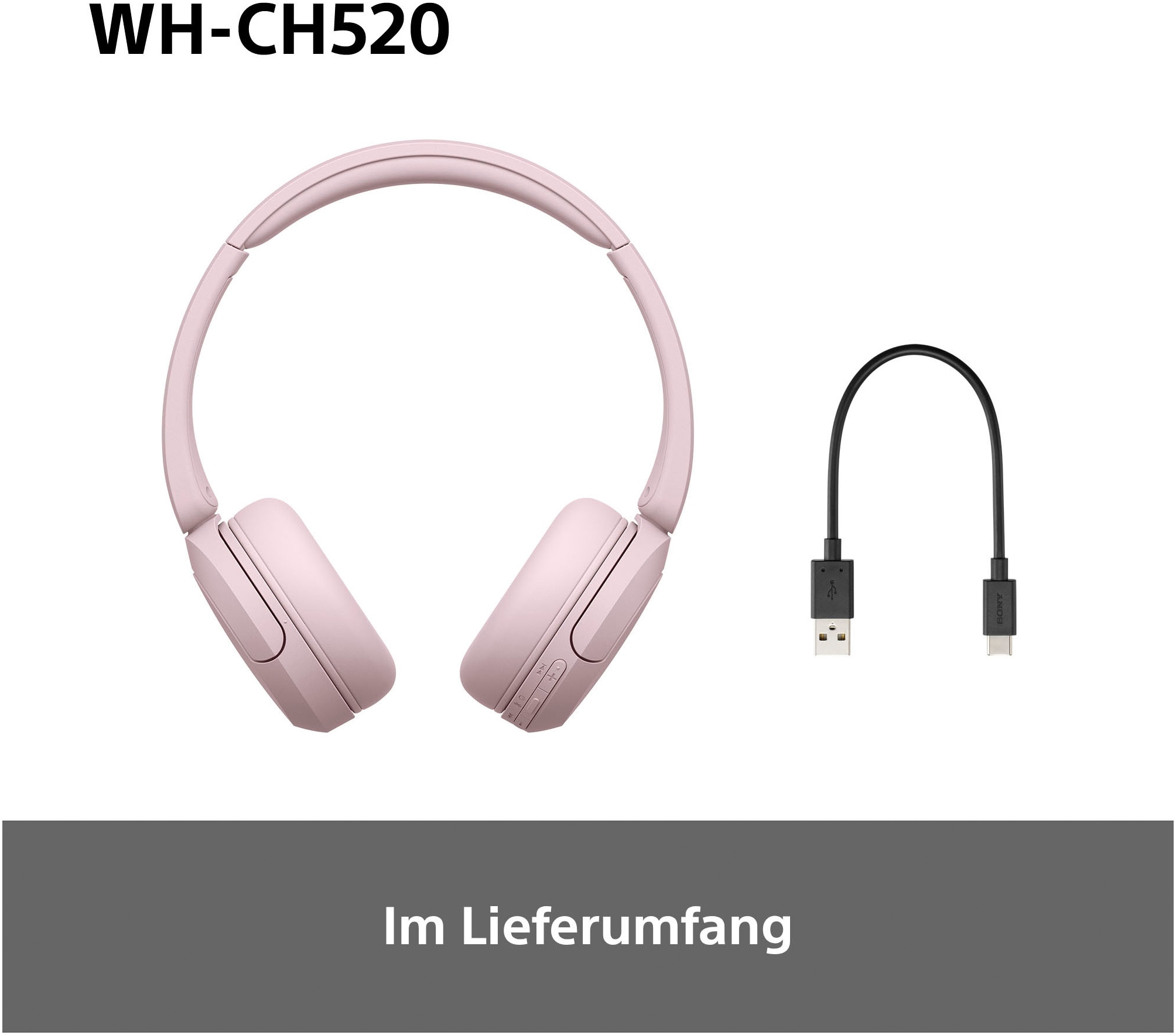 Sony Bluetooth-Kopfhörer »WHCH520« Bluetooth Freisprechfunktion | Rauschunterdrückung | Sprachsteuerung | kompatibel mit Siri 200 Std. Max. Akkulaufzeit (Standby)