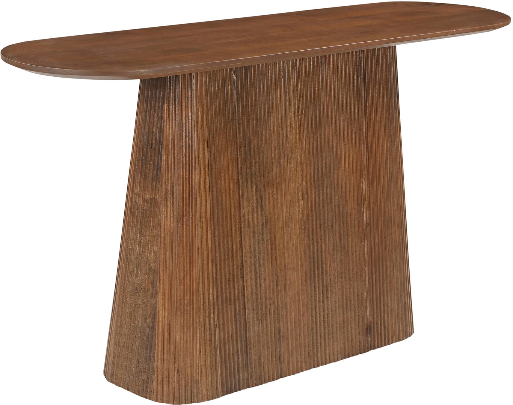 SIT Konsolentisch »Mumbai oval aus massivem Mangoholz mit Lamellen-Sockel« Ovale 140-cm-Platte trifft auf modernes Lamellendesign