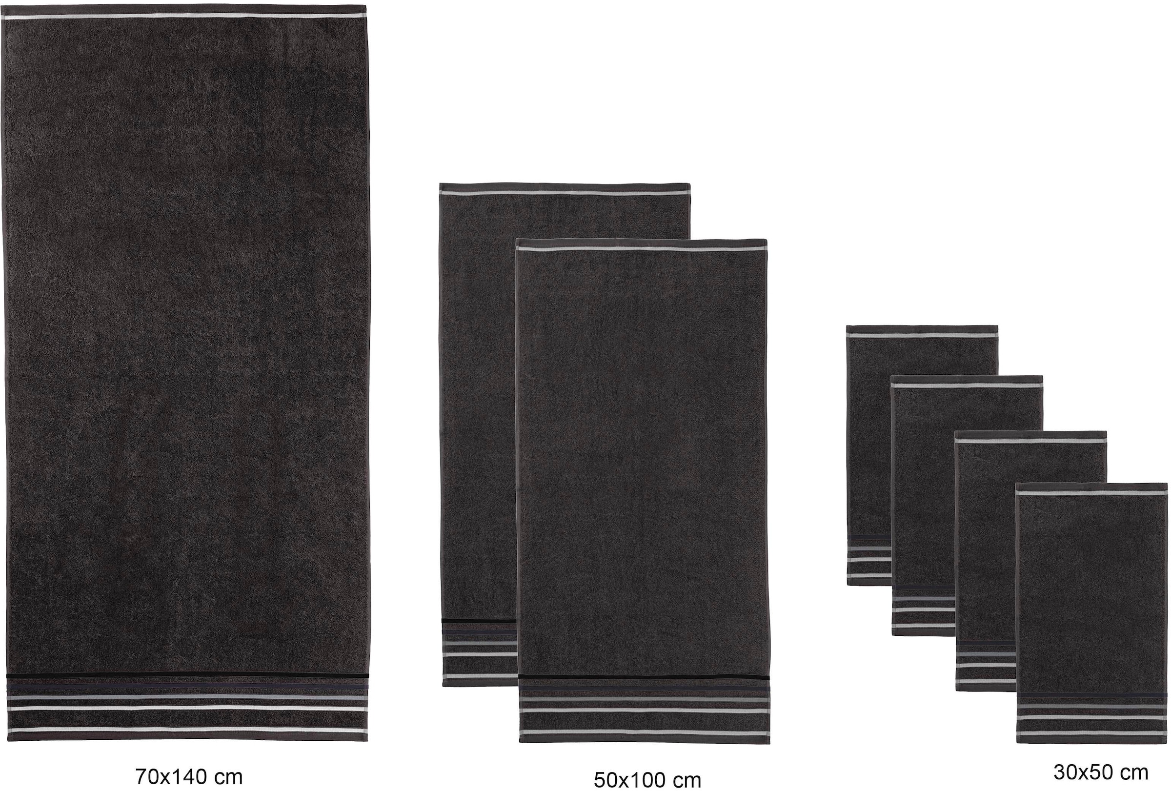 my home Handtuch Set »Niki, Duschtuch, Handtücher und Gästetücher« Set Walkfrottee Handtücher mit mehrfarbiger Streifenbordüre, weich, aus 100% Baumwolle