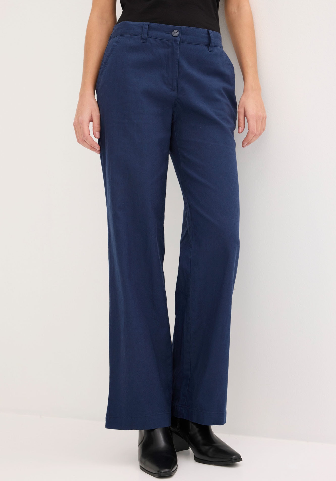 bonprix Pantalon en lin  aus Leinen-Baumwoll-Mix, Loose Fit, komfortable Leibhöhe