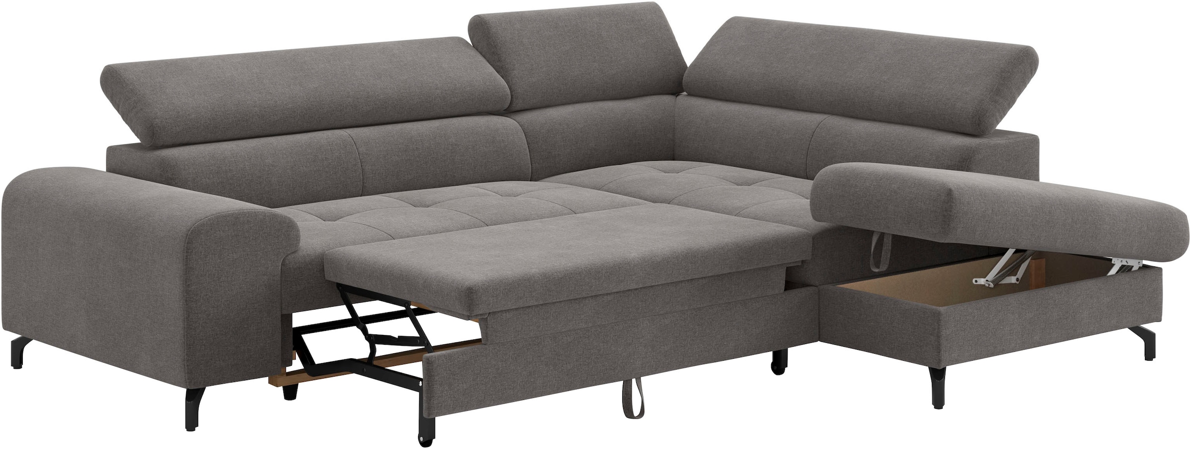 COTTA Canapé d'angle »Aura L-Form, B: 260 cm« avec fonction lit, coffre de lit & réglage de la tête de lit