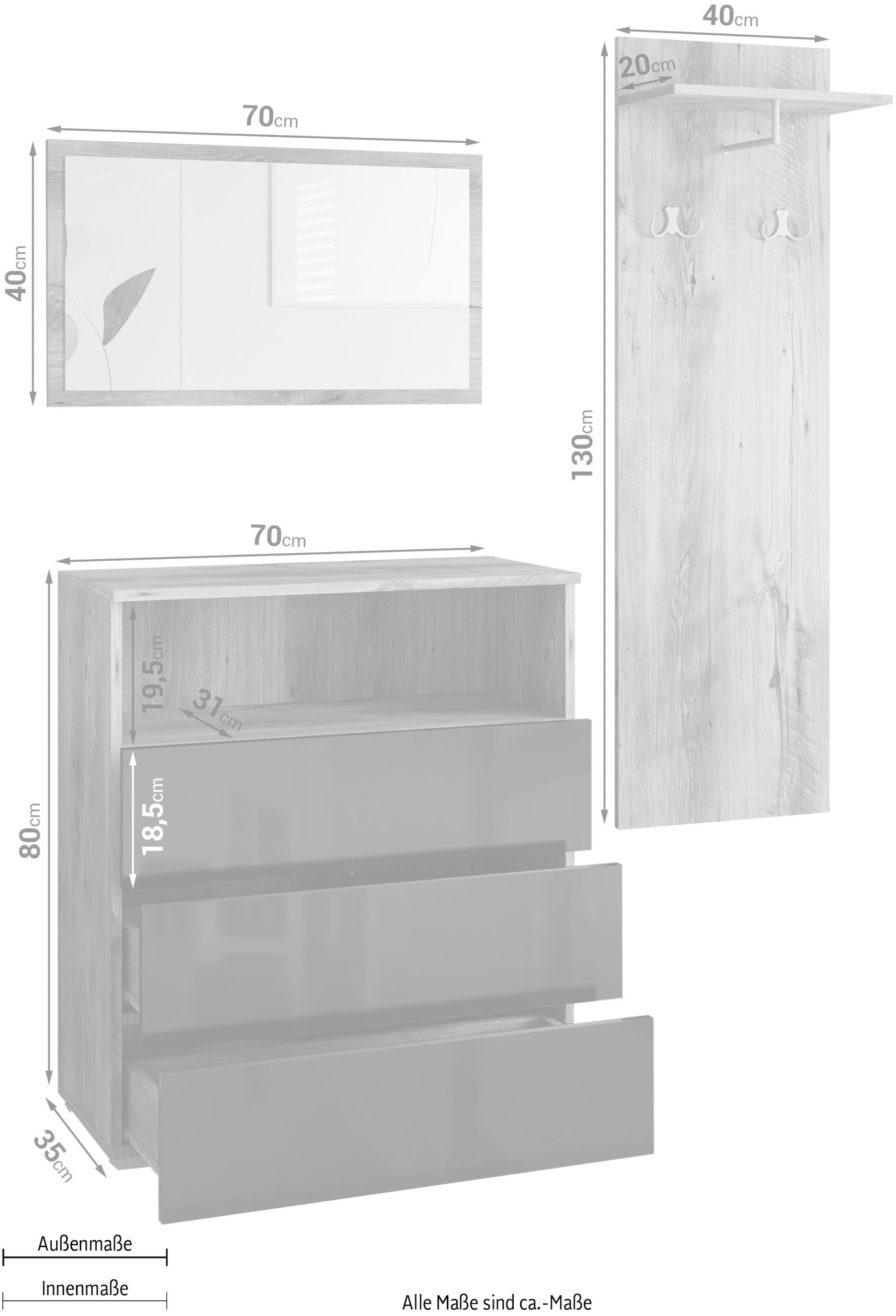GOODproduct Ensemble de vestiaires »PARIS/ TOKYO« Ensemble complet, 3 cuis tlg.