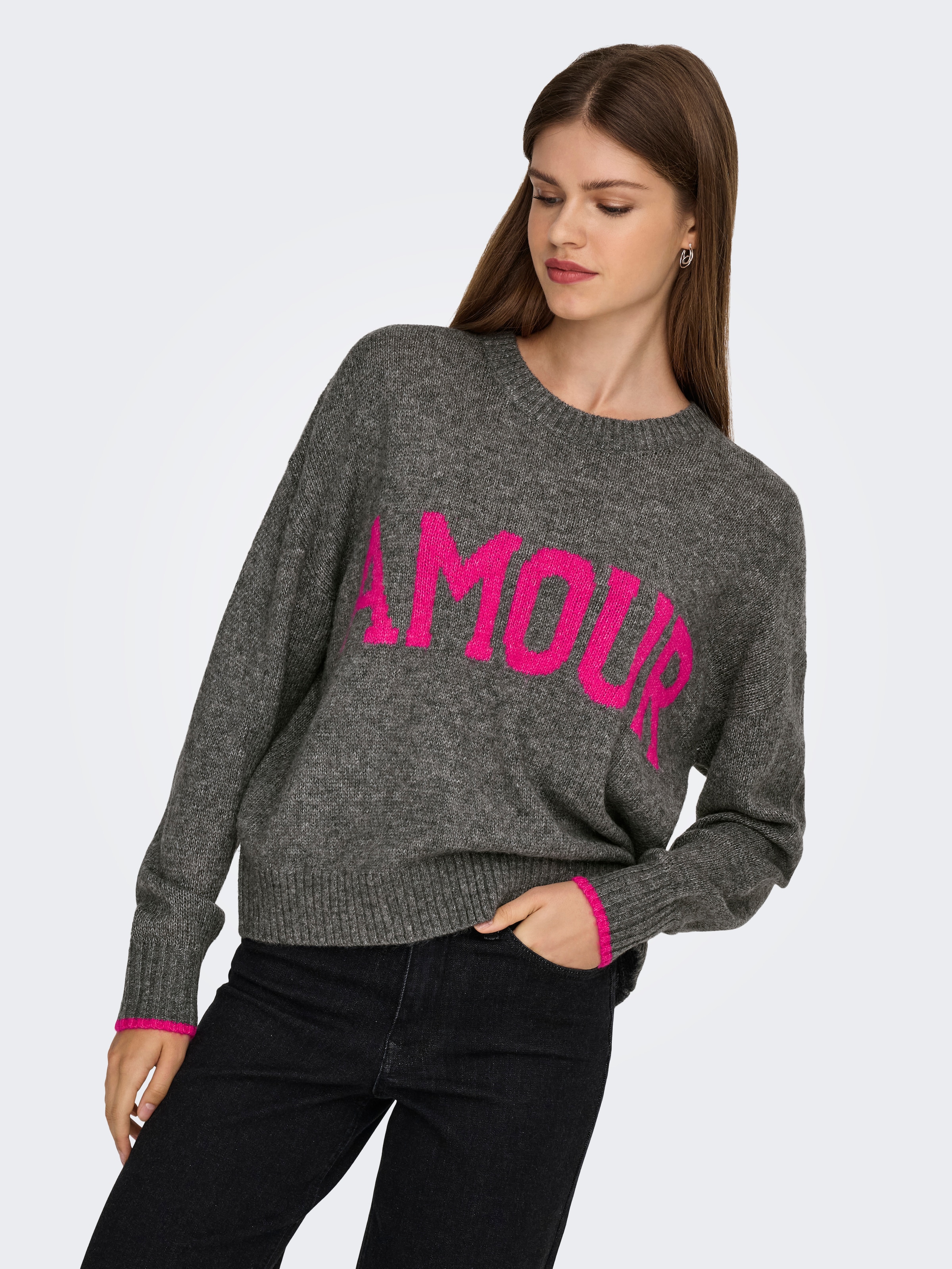 ONLY Pull à col rond »ONLNEW AMOUR LS TEXT O-NECK CS KNT«