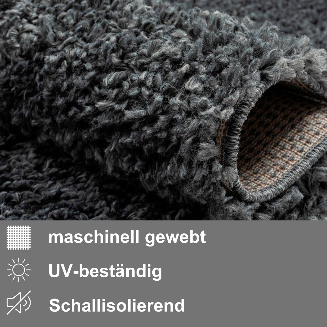 GOODproduct Hochflor-Bettumrandung »Banji« Höhe 37 mm 3 tlg. Uni Farben, weich und flauschig, auch als Läufer & in rund erhältlich
