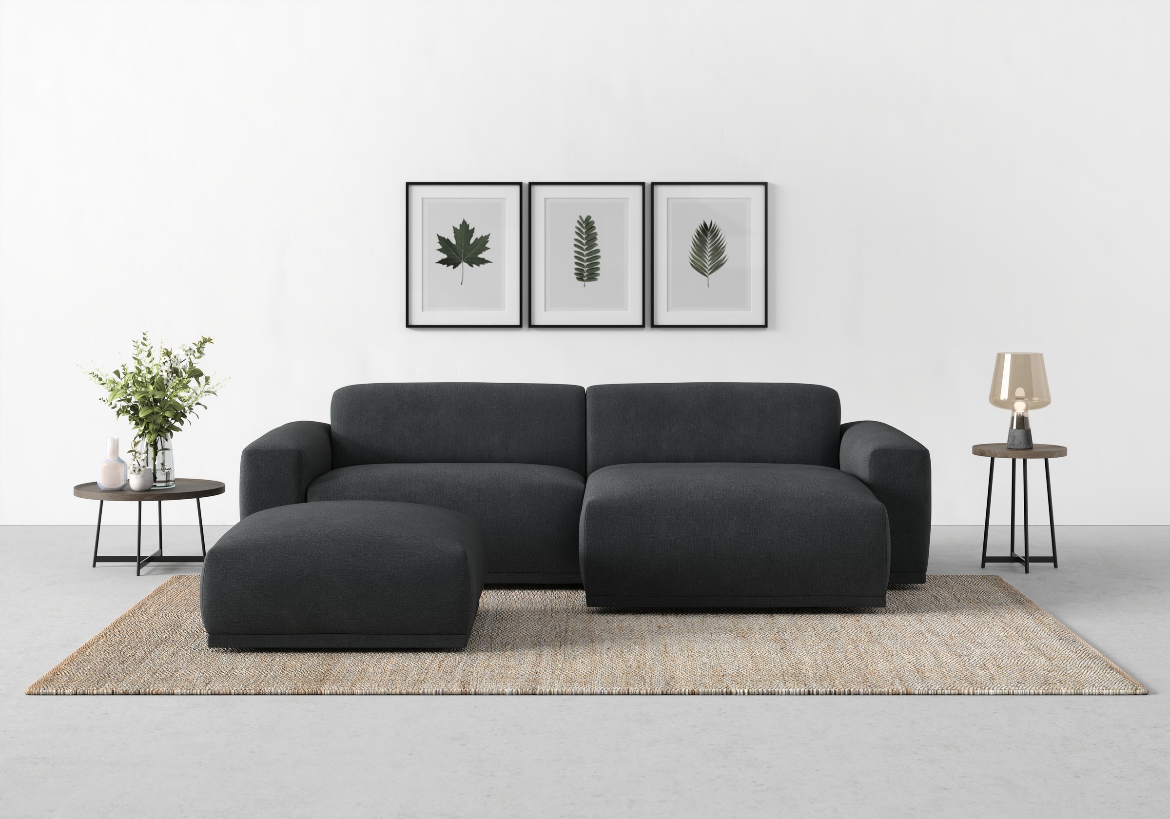 TRENDMANUFAKTUR Canapé d'angle »Braga, mit hochwertigem Kaltschaum, L-Form , Japandi-Design« Canapé moderne, sofa avec grand confort d’assise, 255/72/160 cm (L/H/P)