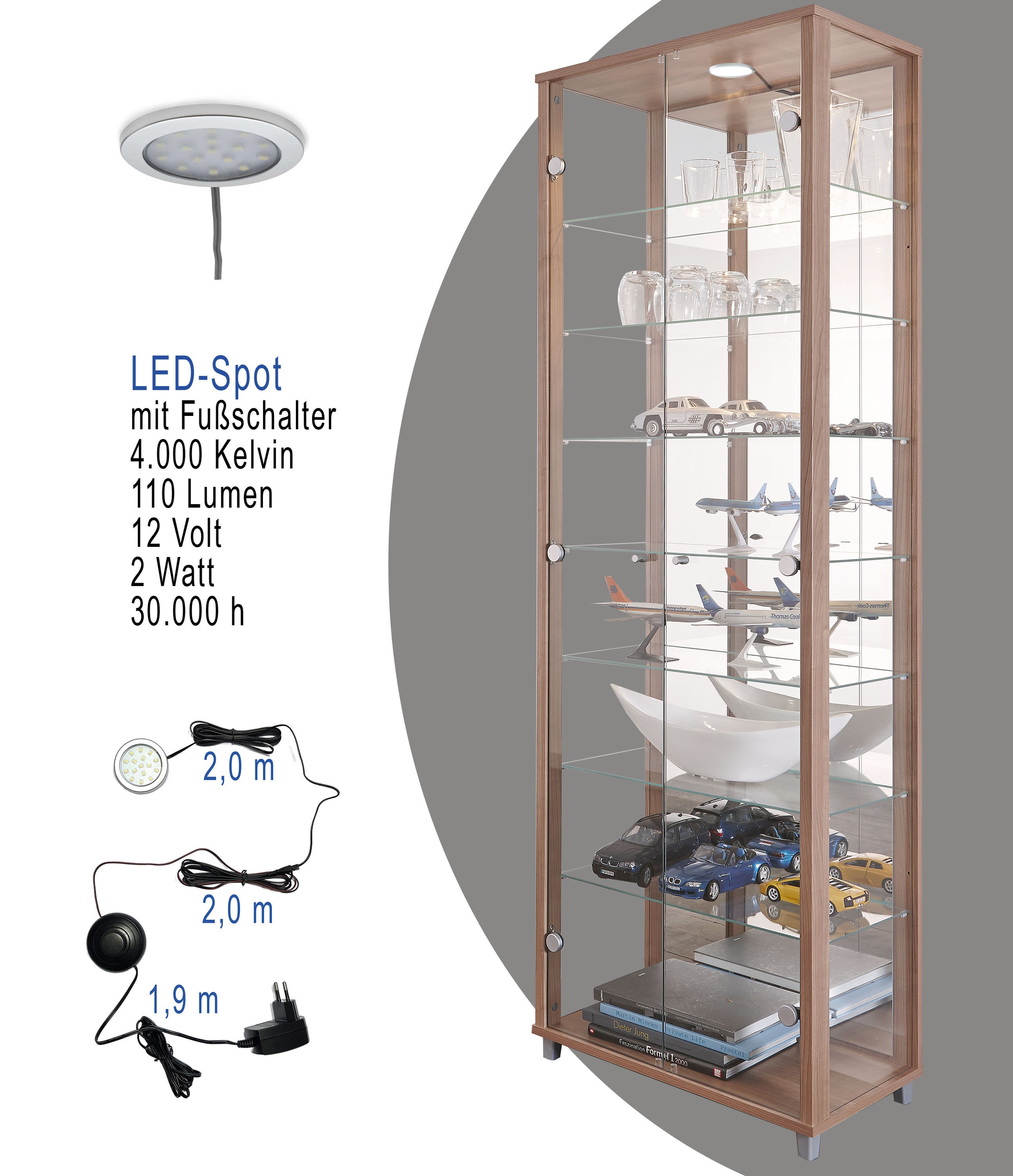 fif möbel Vitrine »OPTIMA« Standvitrine/Glasvitrine 2x Glastür,perfekt für Sammler,Sammlervitrine