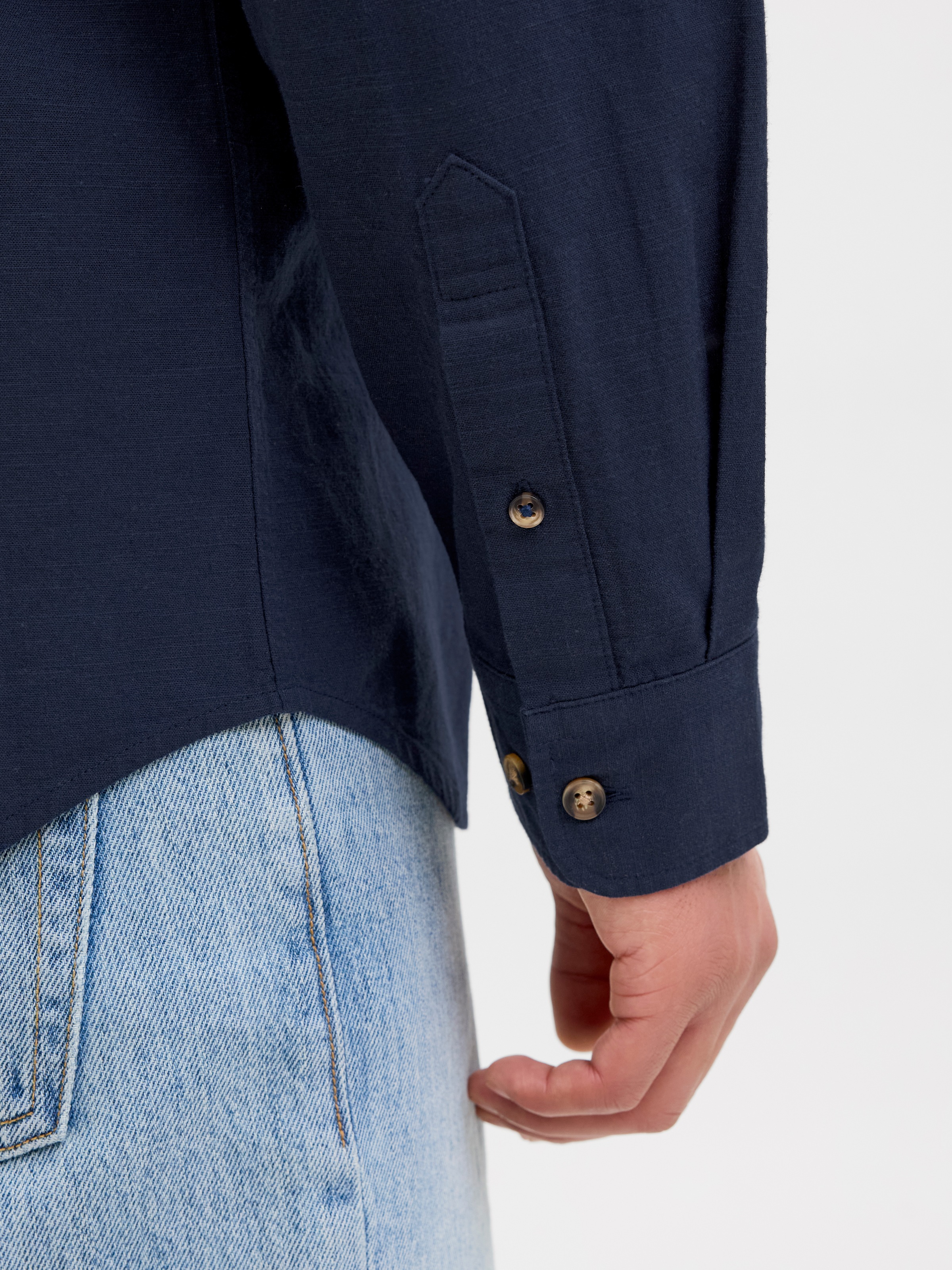 Jack & Jones Chemise à manches longues »JJESUMMER BAND SHIRT LS SN« mit Bandkragen