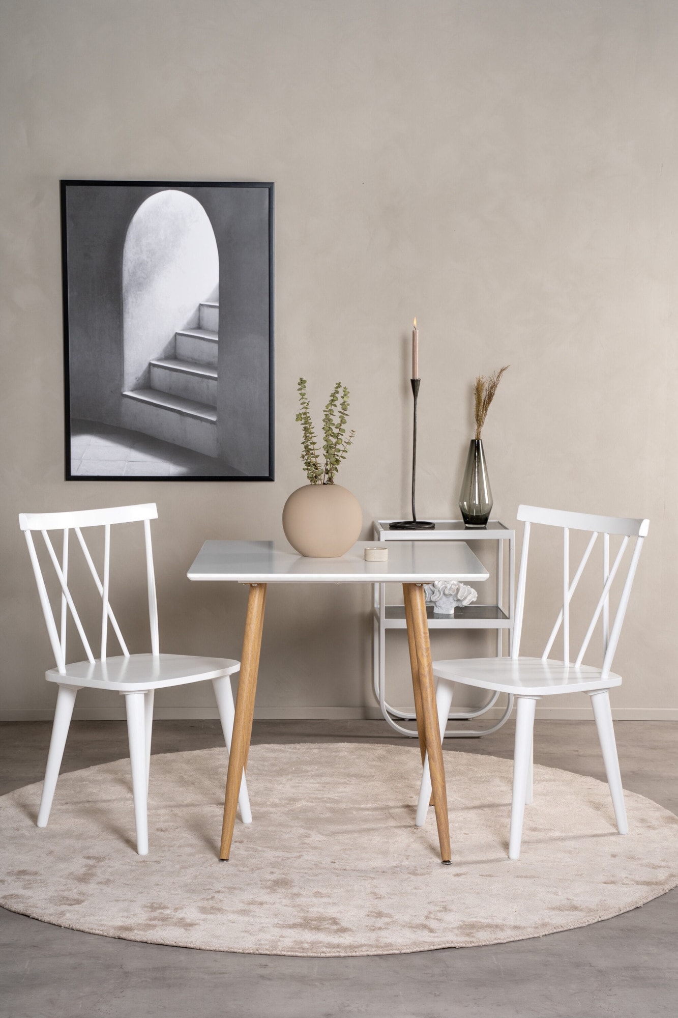 Venture Home Esstisch »Polar, runder Esstisch in Eichenholz-Optik, modern, Ø 90 cm« Esszimmertisch, MDF, Stahlbeine, quadratisch, kompakt, modern