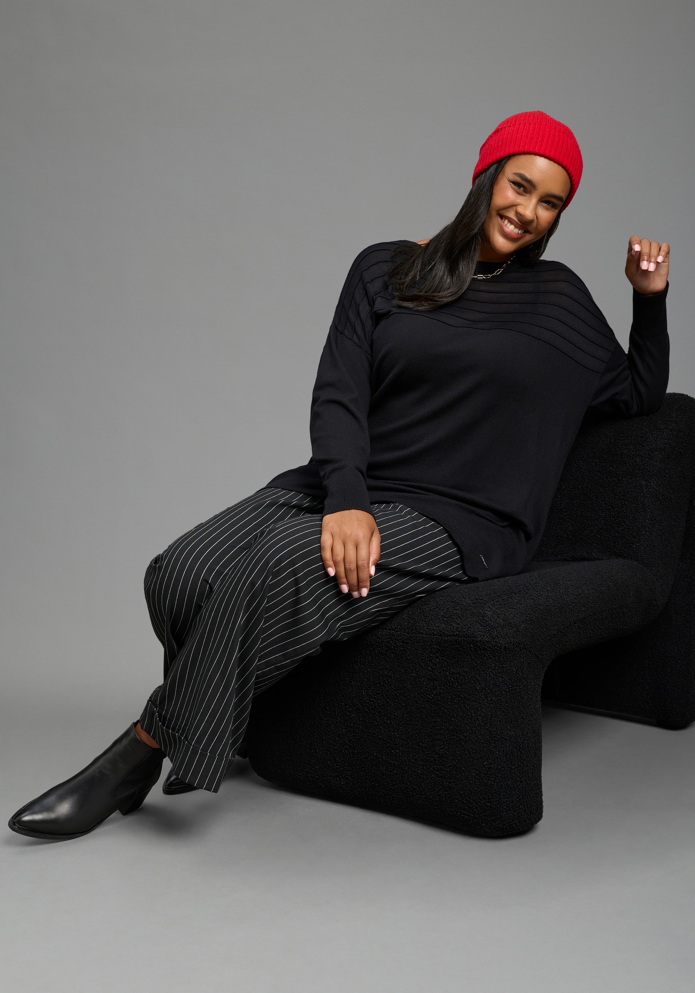 Laura Scott CURVE Pull en tricot »Grosse Grössen« également en grandes tailles, coupe ample, longueur couvrant les fesses