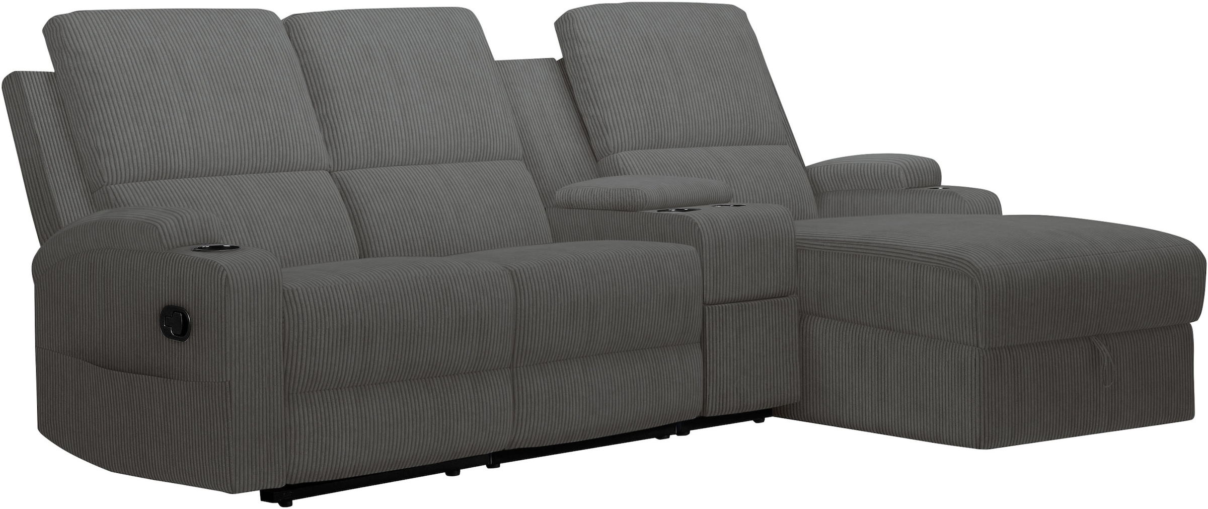 GOODproduct Ecksofa »NAPORI Multimediasofa, 3er Kinosessel XXL, L-Form, Cord« Kinosofa mit Relaxfunktion, Getränkehalter, Staufach und Staukasten