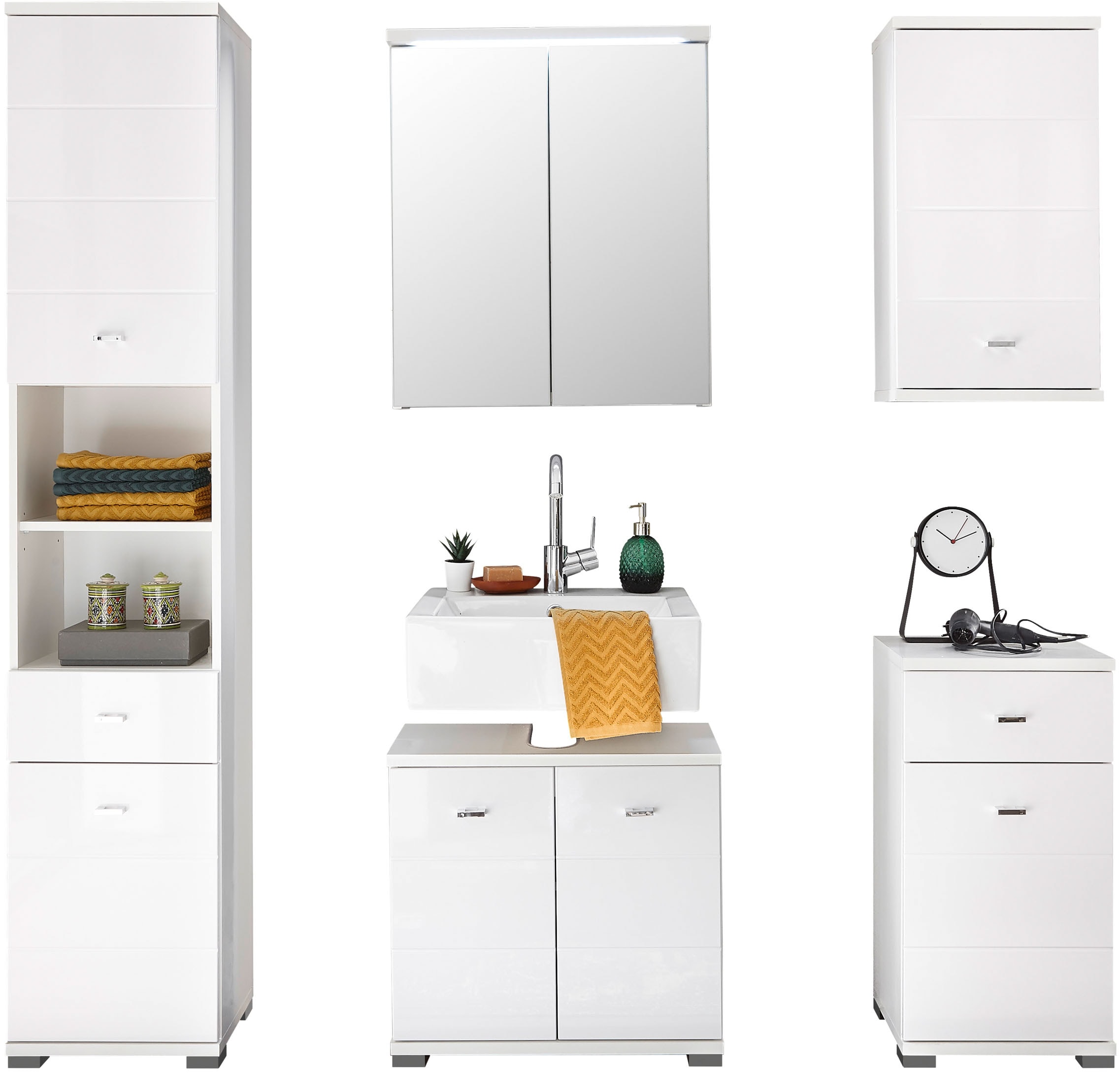 BASIC by Balculina Hochschrank »Pool, Badezimmerschrank BxHxT 38x190x30« 1 Stk. tlg. Breite 38cm, Tür L/R montierbar
