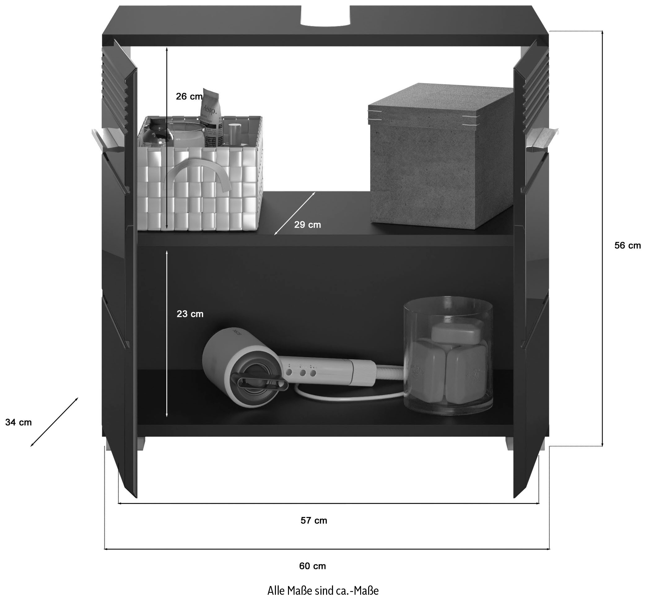 Home affaire Badmöbel-Set »Malmö, 2 teilig, inklusive LED Beleuchtung, bestehend aus:« 2 Stk. tlg.