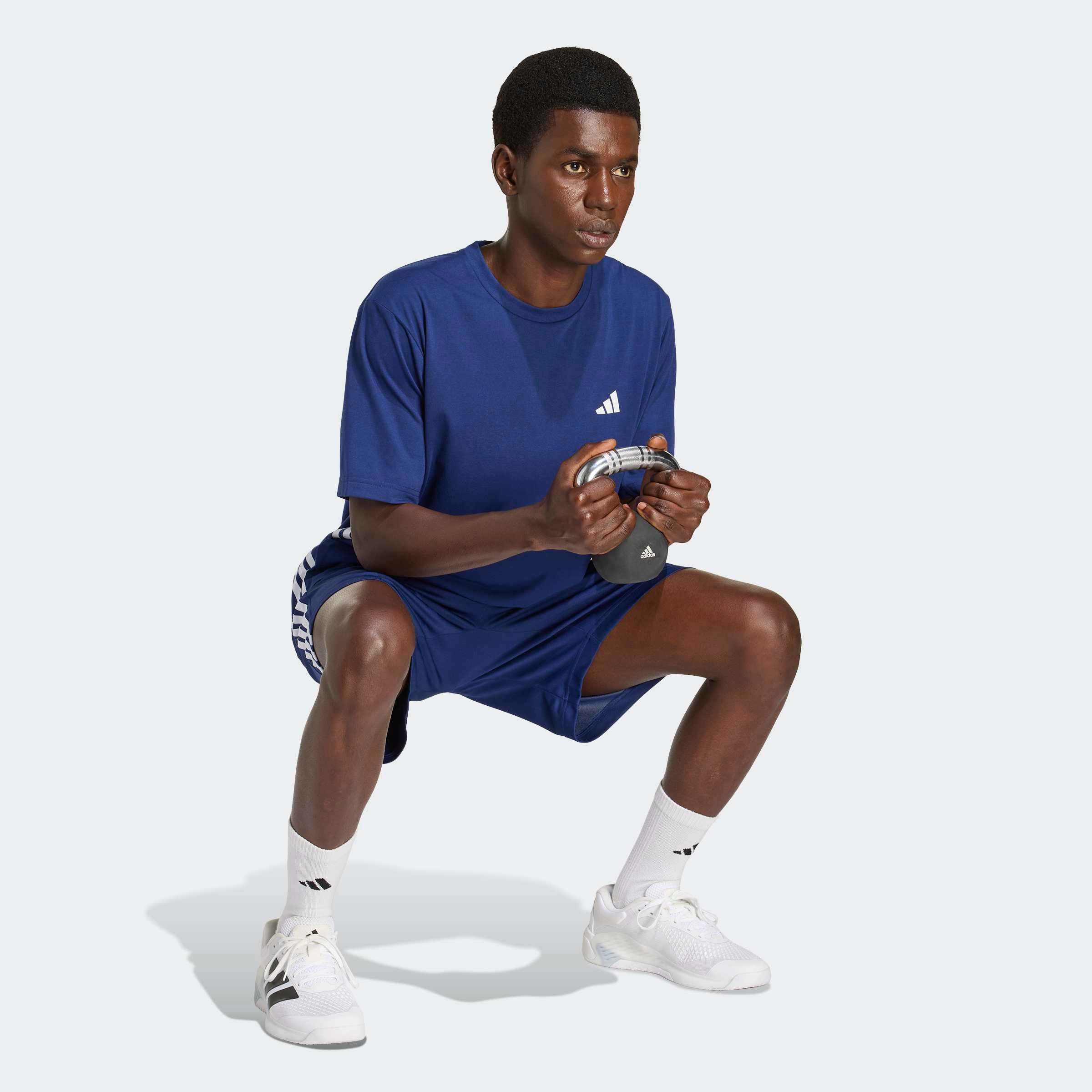 adidas Performance T-shirt »WORKOUT ESSENTIALS FEELREADY 3-STREIFEN« col rond, style sportif, en jersey simple