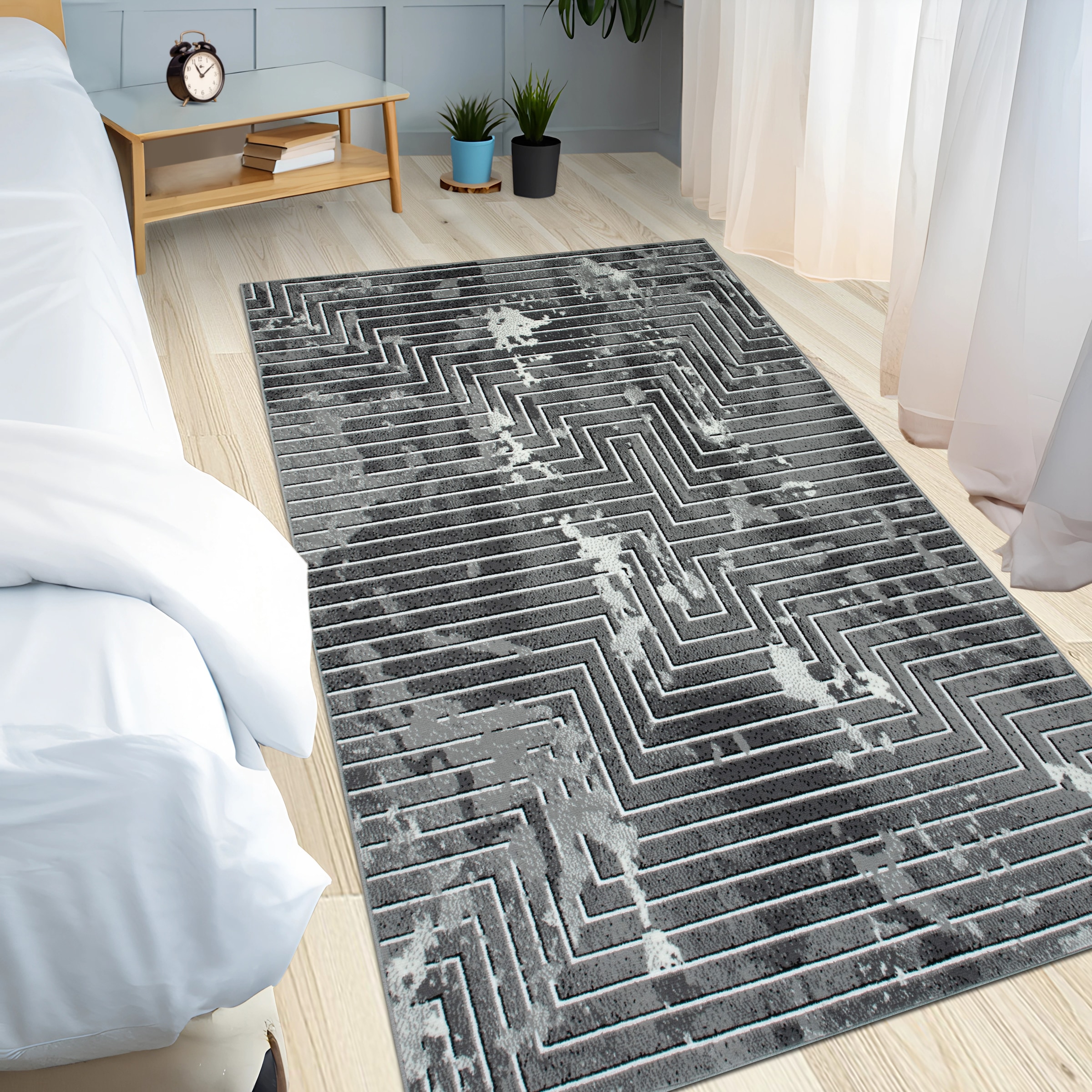 my home Teppich »Leiga, 3D-Effekt, leichter Glanz, Scandi-Look« rechteckig 8 mm Höhe Kurzflor, Wohnzimmer, Esszimmer, Schlafzimmer