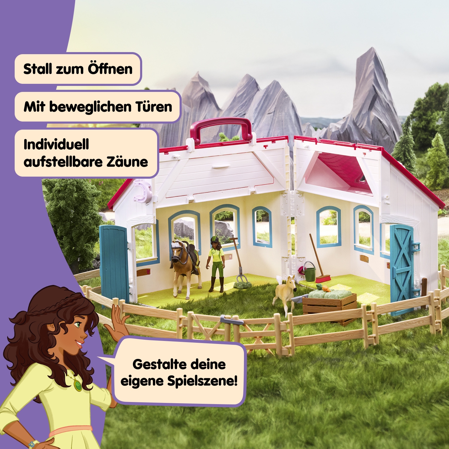 Schleich® Monde de jeu »HORSE CLUB, Offenstall -Kleines Hufeisen (42703)« fabriqué en Europe