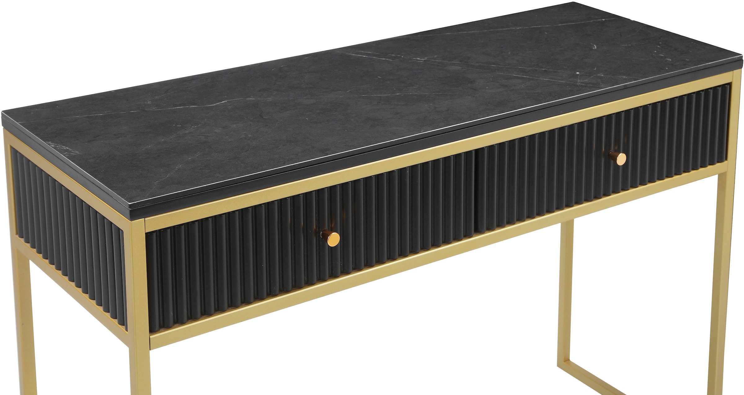 Leonique Konsolentisch »Fleuriss« Keramikplatte, goldene Beine, FSC-zertifiziertes Holz, Breite 110 cm