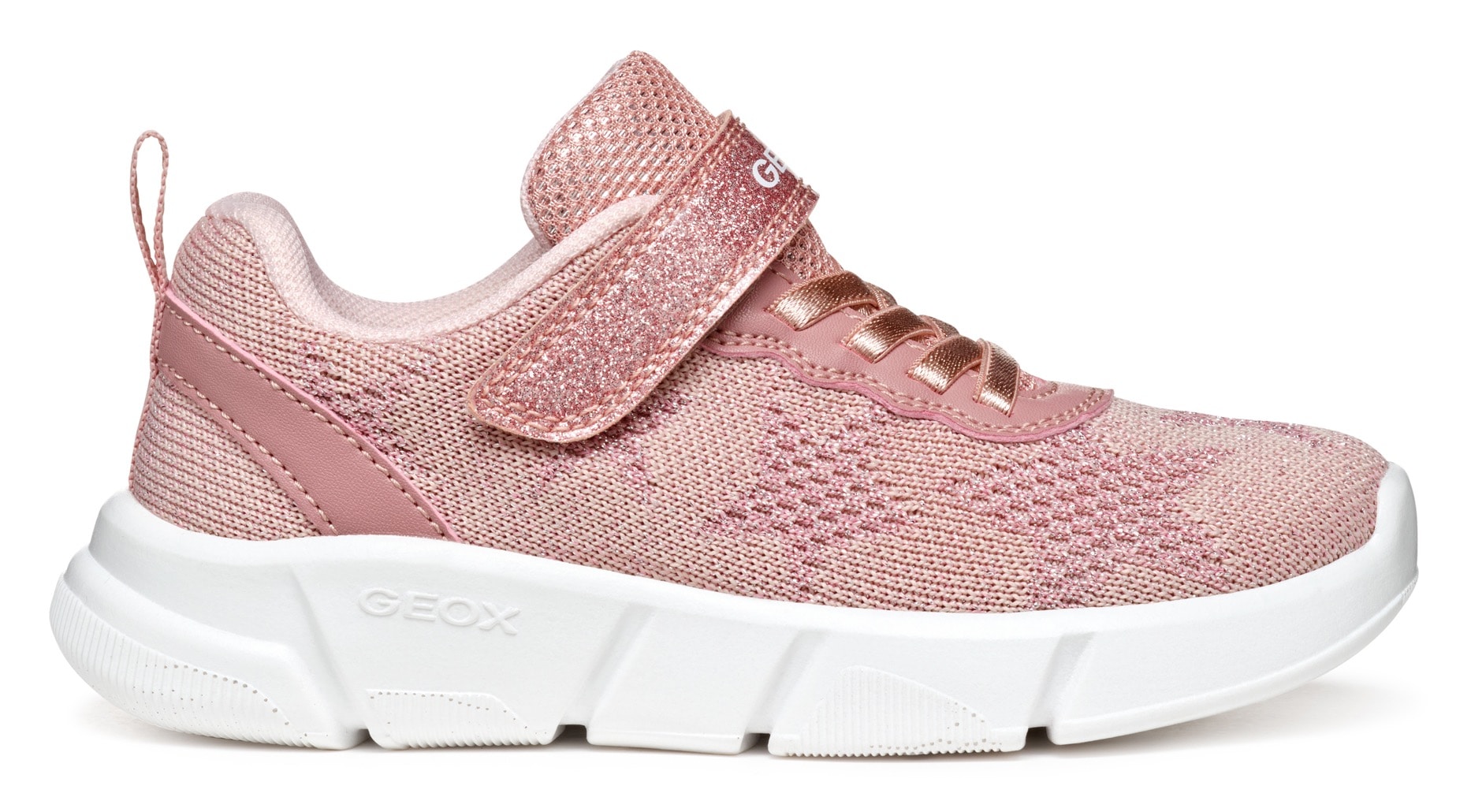 Geox Sneakers »J ARIL GIRL«  , Knitwear Sneaker, Klettschuh mit glitzerndem Klettriegel