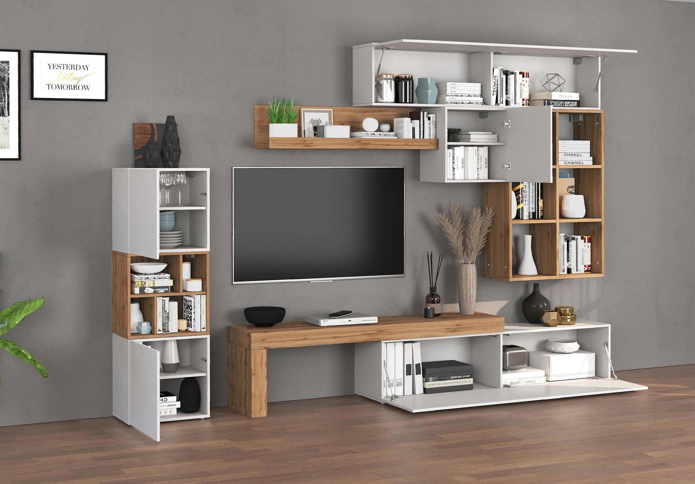 GOODproduct Wohnwand »Chronos Wohnwand, Medienwand, 8-er set« 8 Stk. tlg.