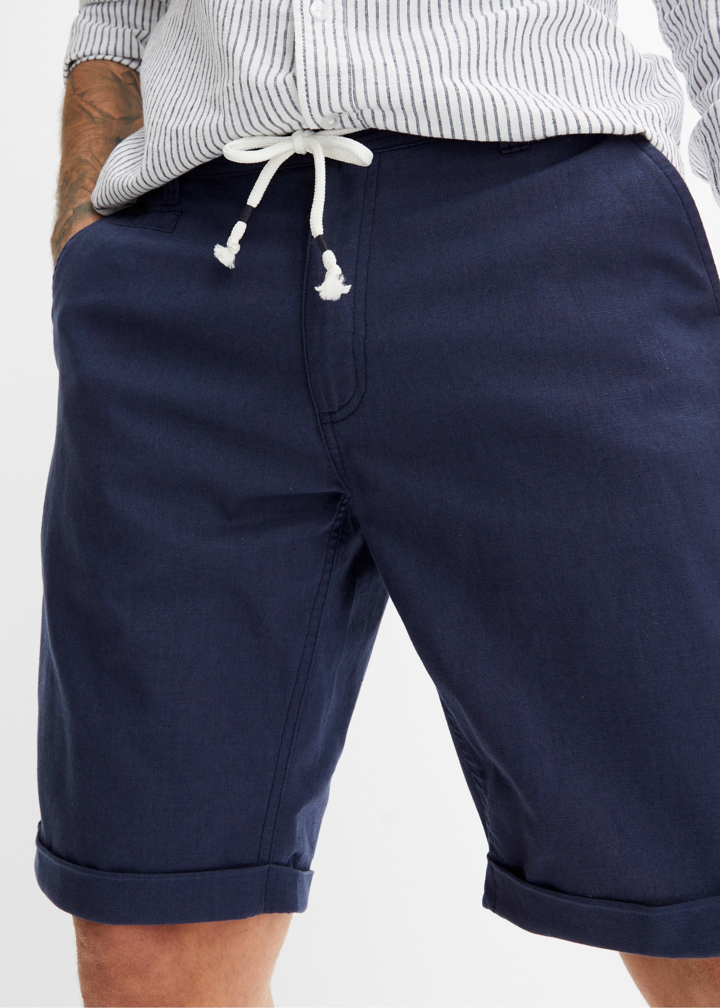 bonprix Bermuda  en mélange lin-coton, coupe Regular Fit, avec lien à la taille
