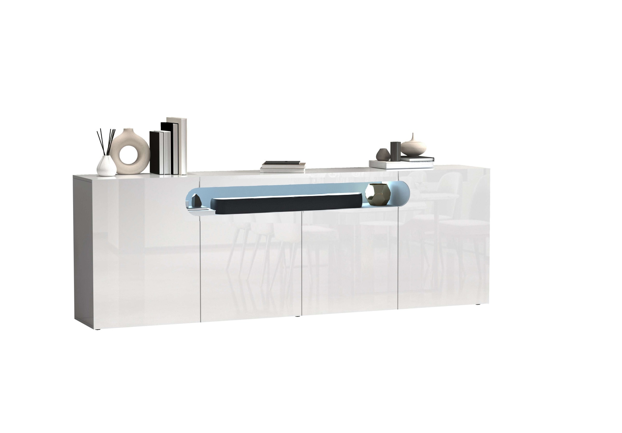 GOODproduct Sideboard »Sideboard REAL, Kommode, Schrank, Kredenz« 1 Stk. tlg. Mit 4 Türen, davon 2 abgerundet, die ein ovales offenes Fach bilden