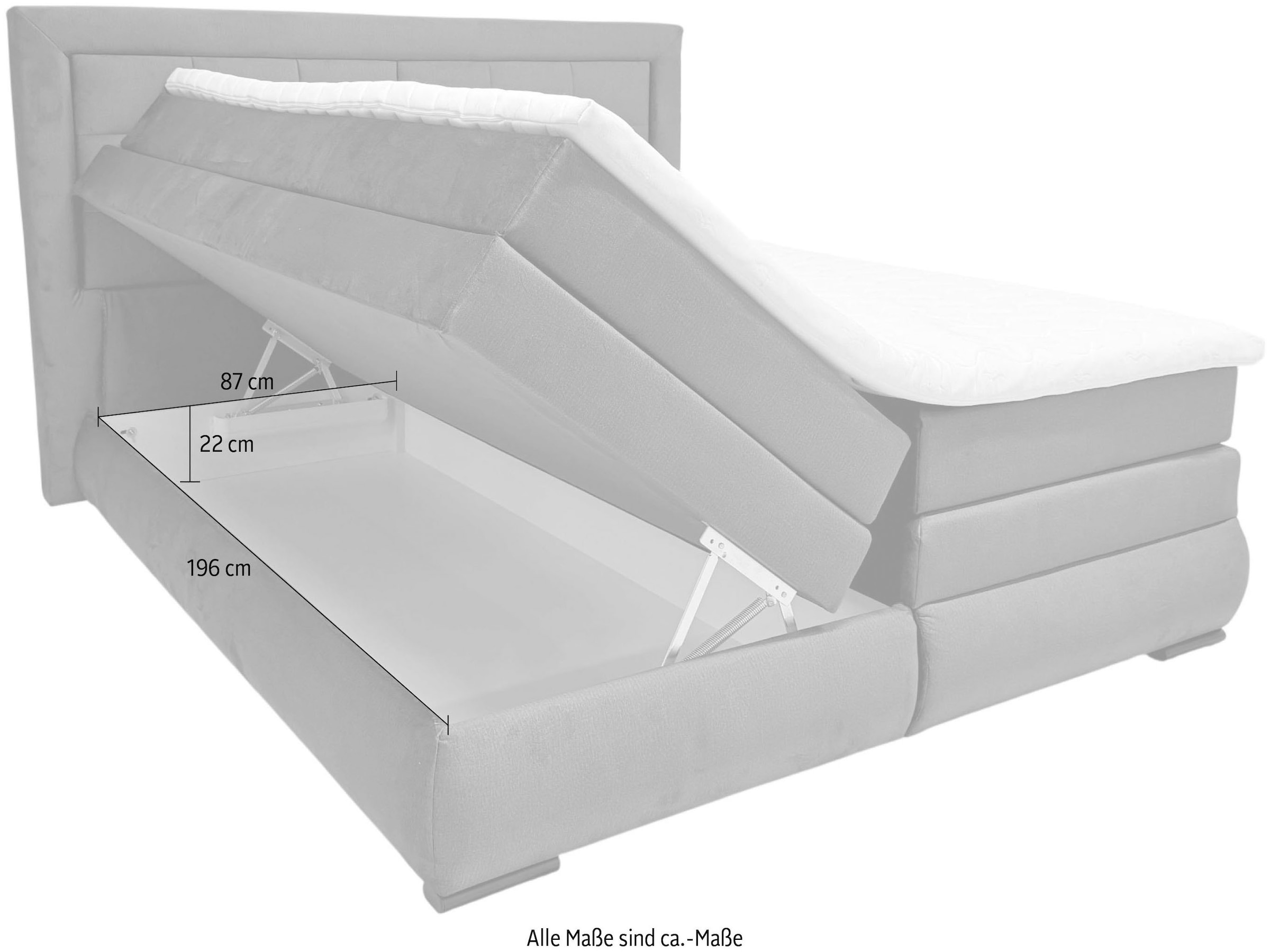 GOODproduct Lit boxspring »MIVVA inkl. Bettkasten & Topper, Komfortliegehöhe: 67cm, Breite: 180cm« in H3, H4 oder Hmix H3/H4, wahlweise mit oder ohne LED-Leuchten