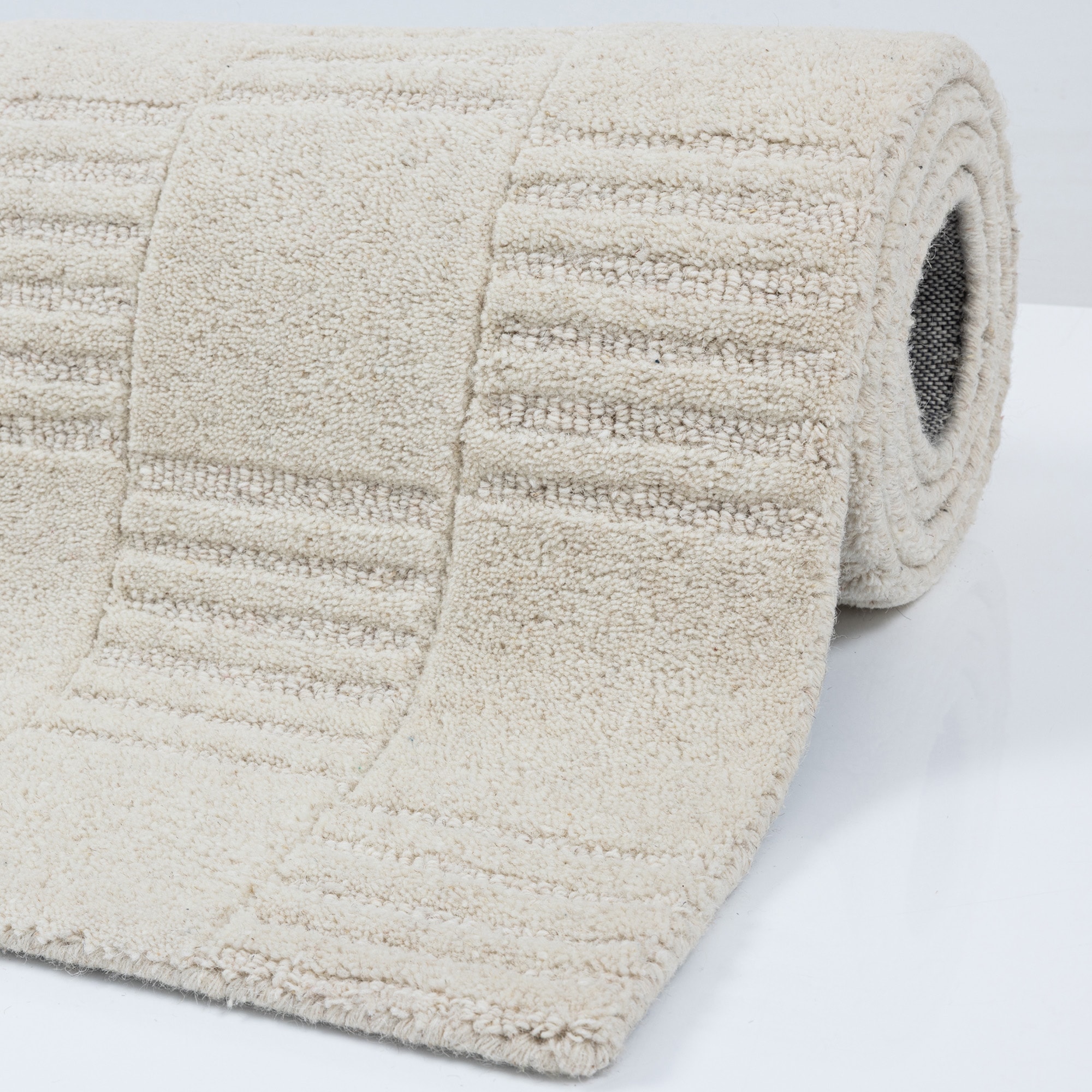 my home Tapis en laine »Motala, Handgefertigt, Wolle, Hoch-Tief-Effekt,« Rectangulaire 14 mm Höhe einfarbig, 3D-Design, Wohnzimmer, Schlafzimmer, Esszimmer