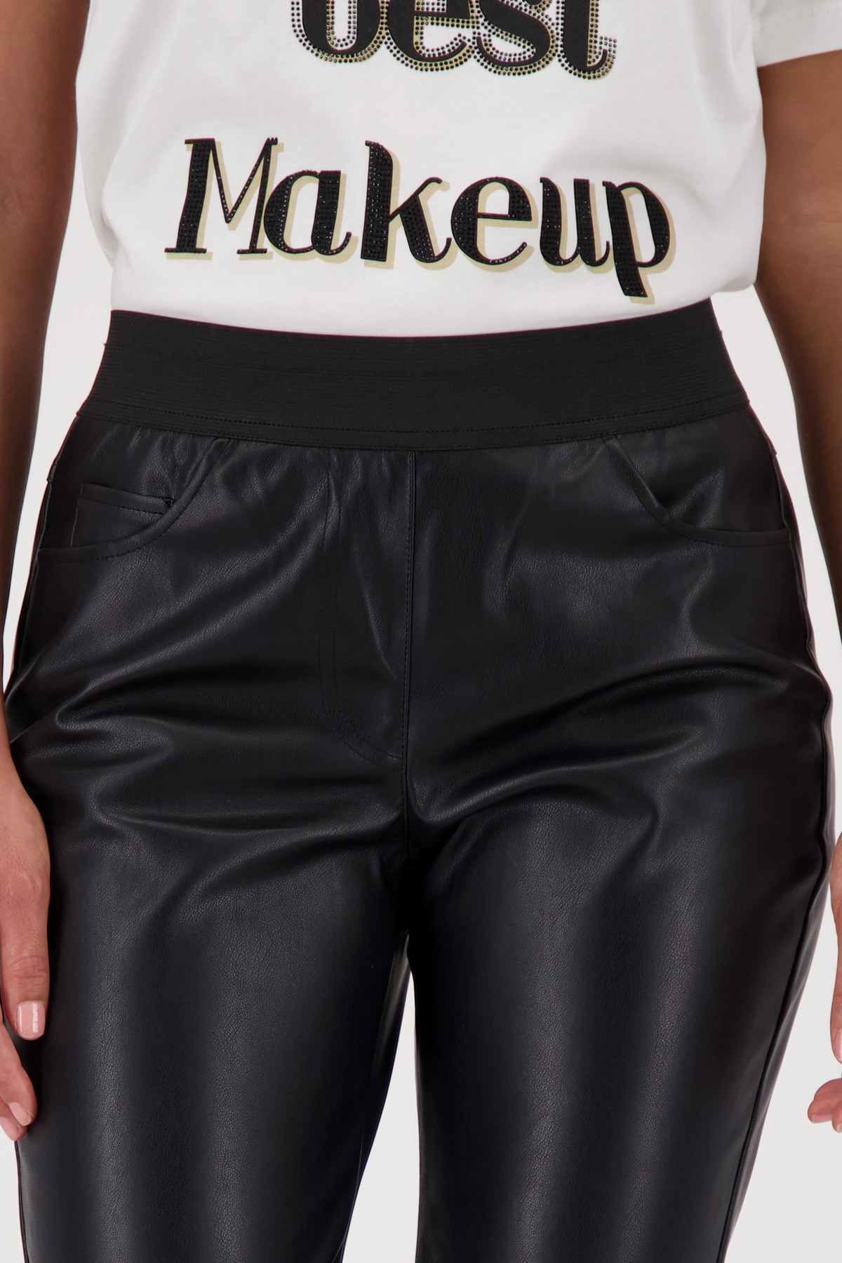 Monari Lederimitathose »Hose Lederimitat Schlupf«  mit elastischem Bund