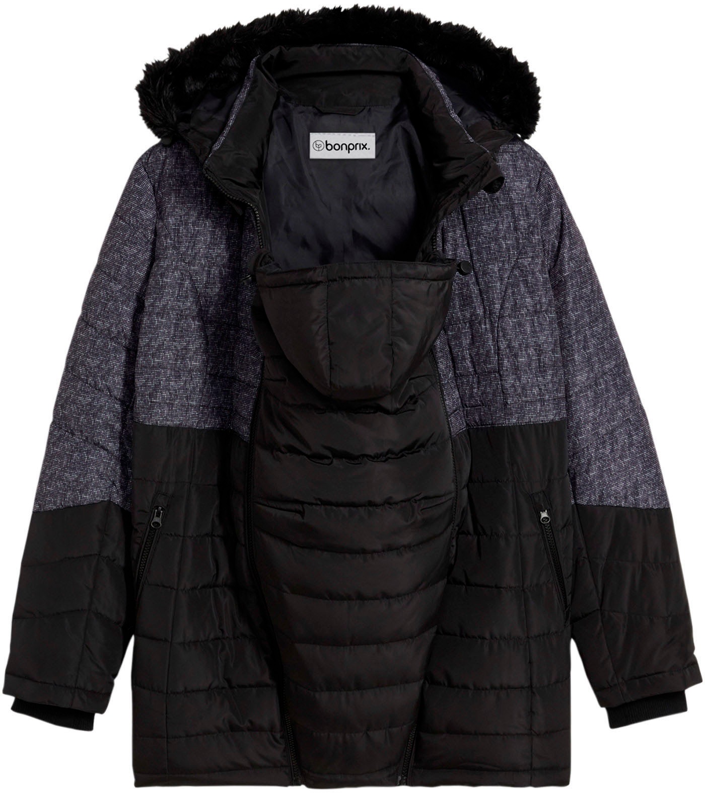 bonprix Manteau de grossesse wattiert, 3-in-1-Design, regen- und windabweisend, lockere Passform