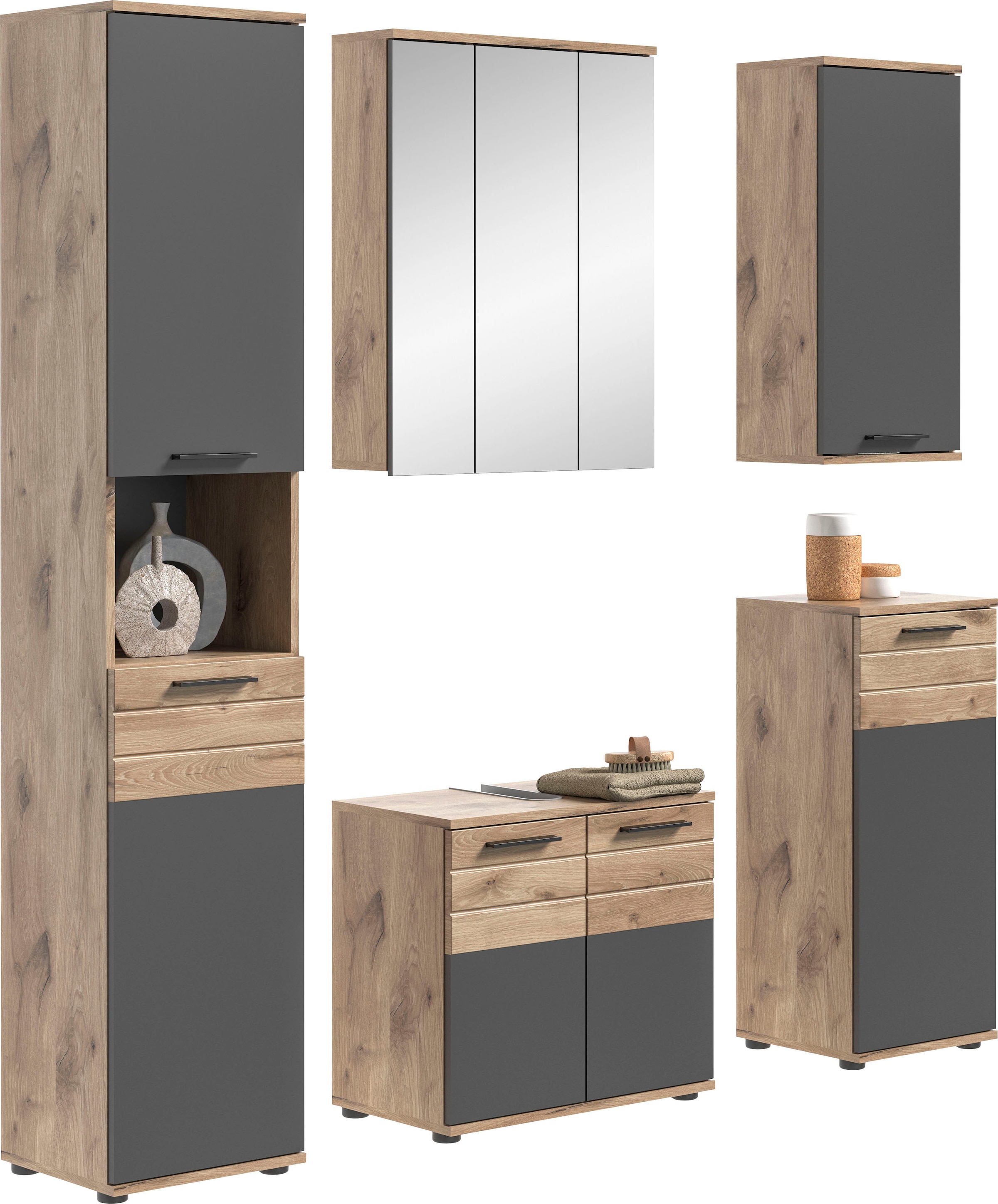 welltime Badmöbel-Set »Riga, 5 teilig, bestehend aus:« Set, 5 Stk. tlg.