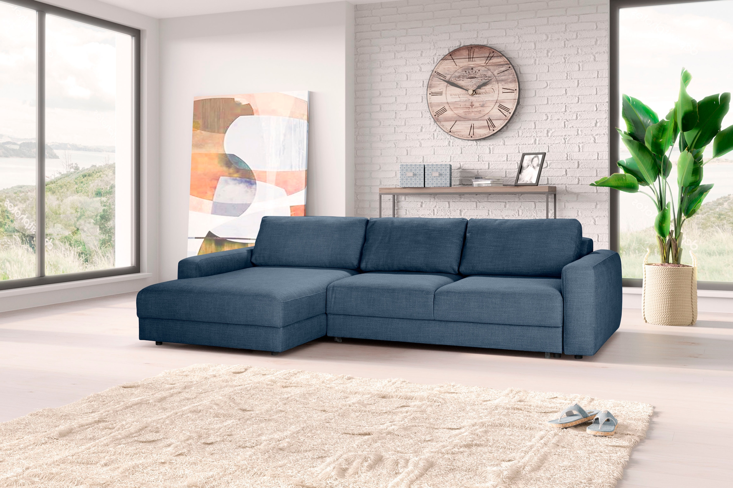 TRENDMANUFAKTUR Ecksofa »Bourbon II, hoher Sitzkomfort, extrabreite Recamiere für Relaxkomfort« wahlweise mit Bettfunktion und Bettkasten, zeitlos und elegant, L-Form