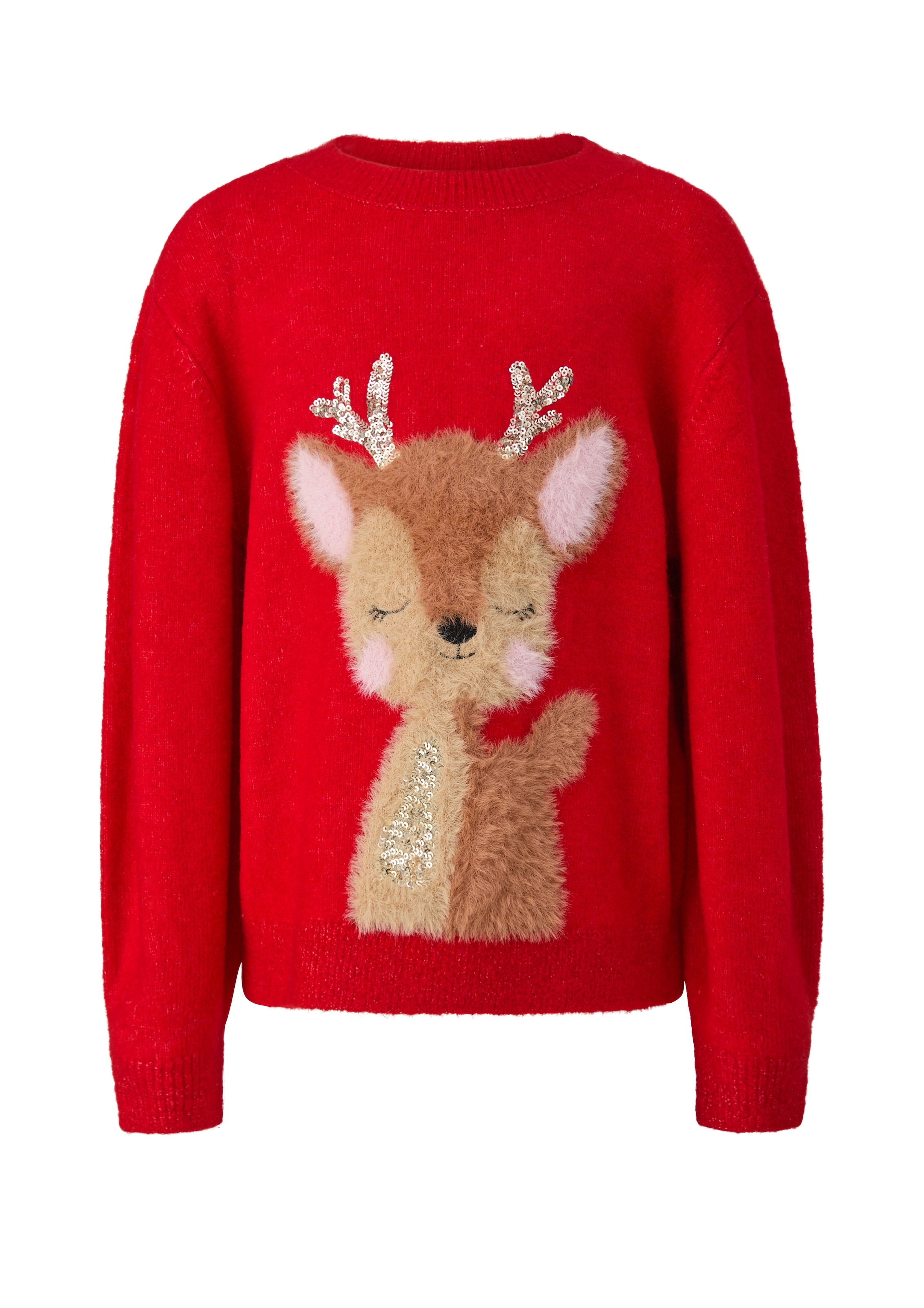 s.Oliver Junior Weihnachtspullover mit Rentierintarsie und Pailletten