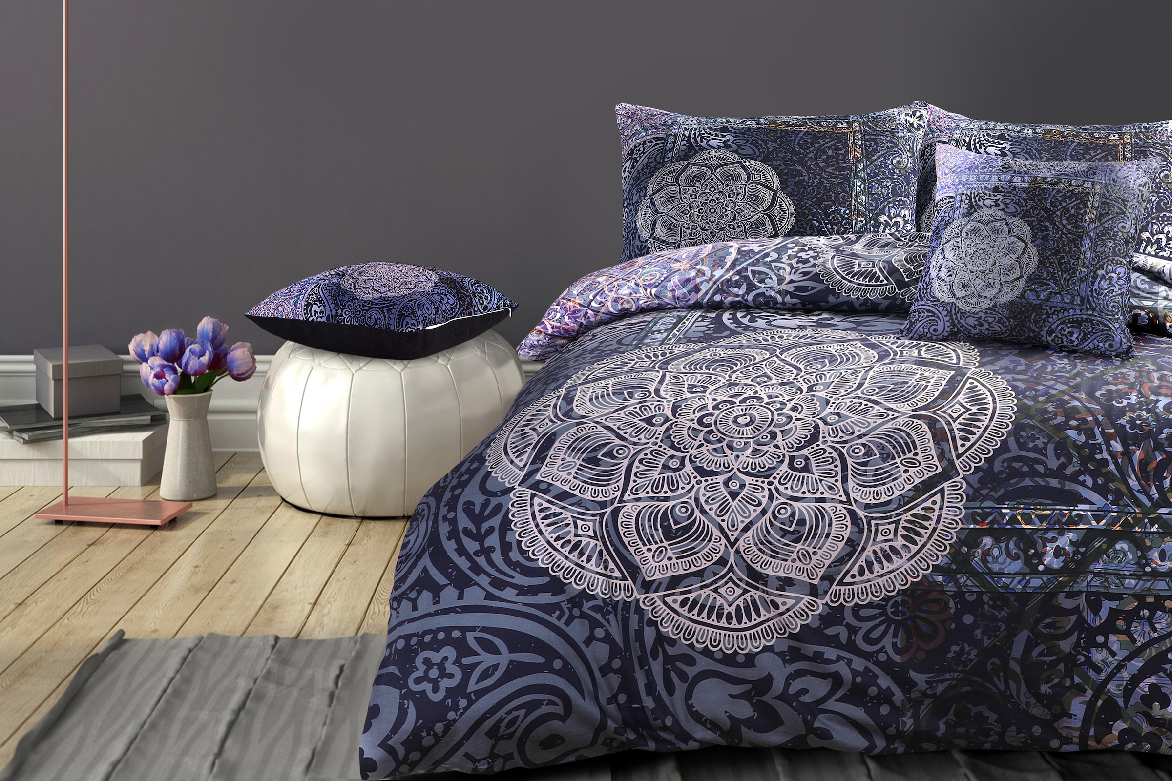 Kenda Sand Oreiller en fourrure »Dekokissen Medley 125 Multi / Blau 45cm x 45cm« modern, vielseitig kombinierbar,mit praktischem Reissverschluss