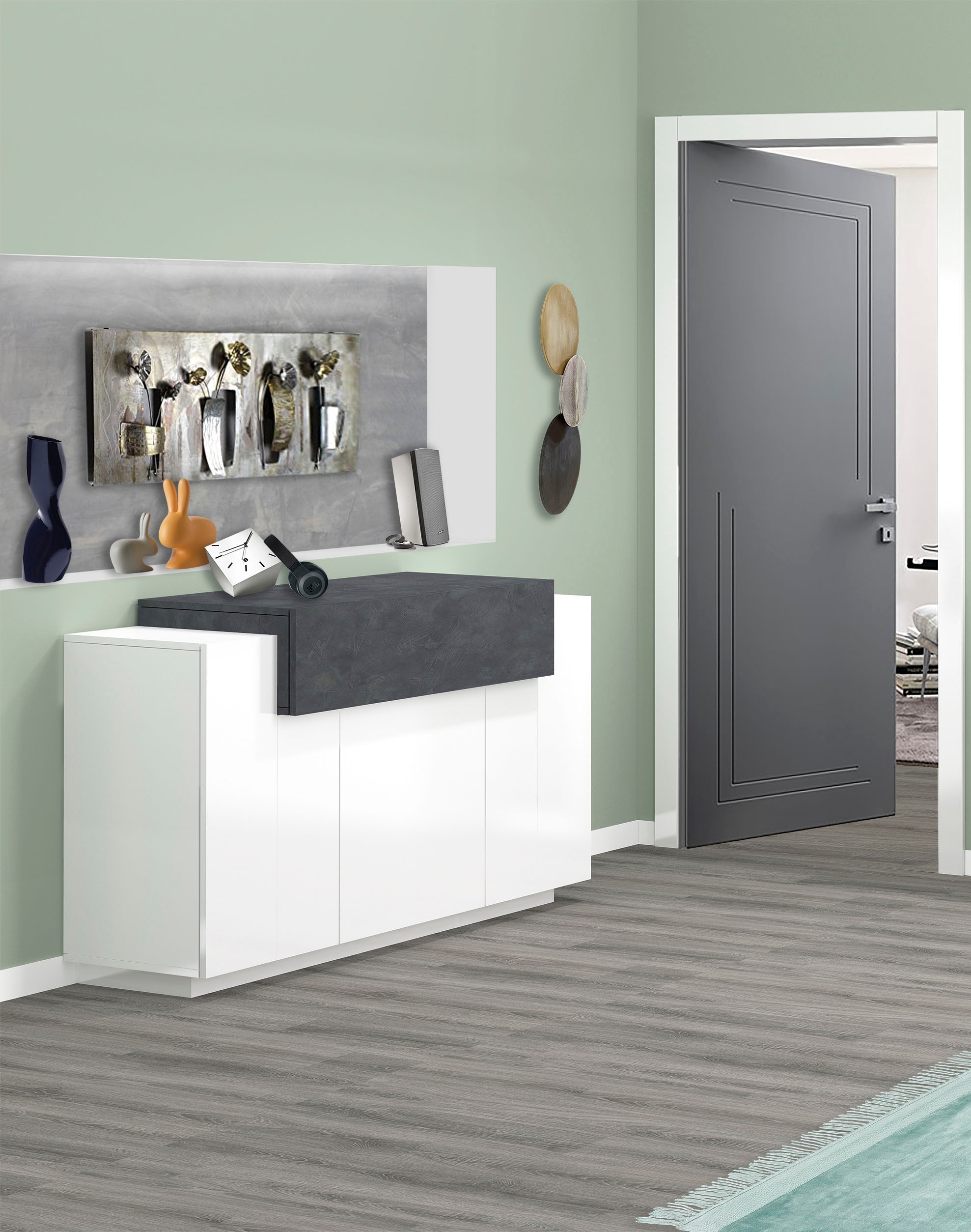 INOSIGN Kommode »Coro, Kommode, Schrank, Kredenz, grifflos« 1 Klappe,3 Türen, Doppeltiefe Hochglanz Fronten, Breite 140