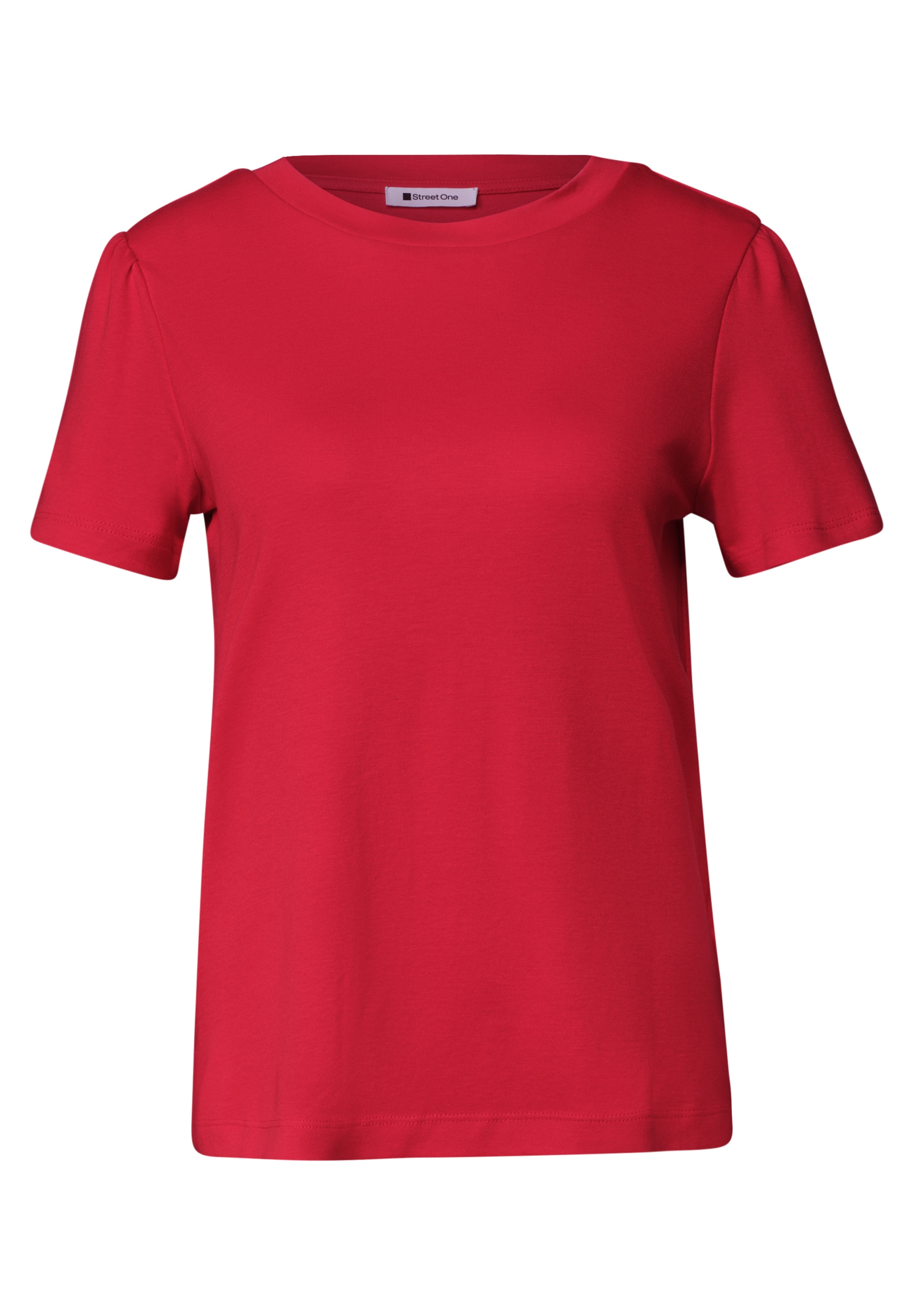 STREET ONE Kurzarmshirt Sommershirt mit feiner Raffung an den Ärmeln