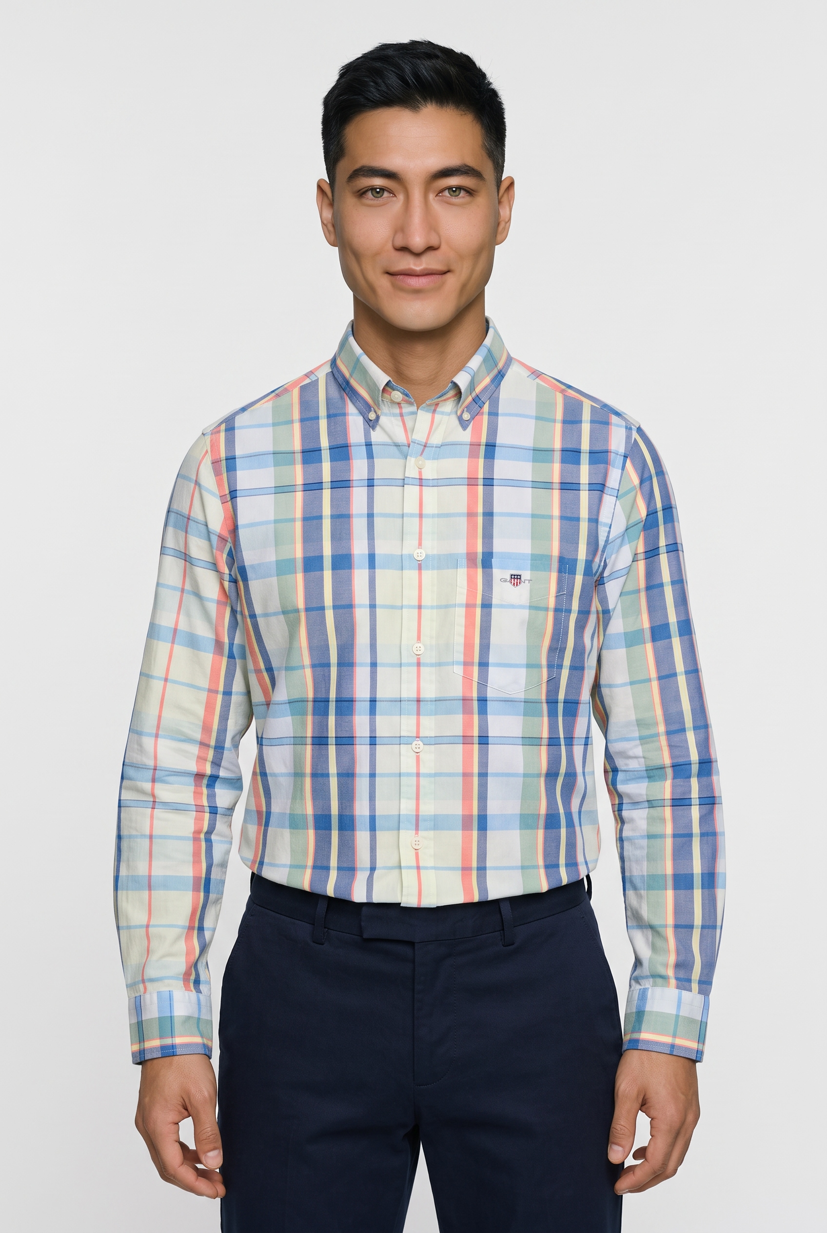 Gant Chemise à manches longues »REGULAR POPLIN MULTICHECK SHIRT« coupe régulière avec motif à carreaux coloré