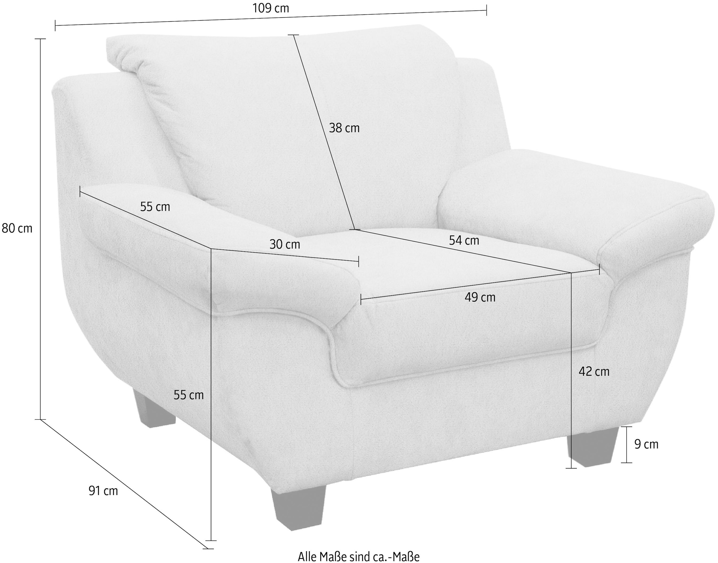 GOODproduct Sessel »Sillkeborg Sitzbreite: 49 cm, gemütlich und formschön« aus pflegeleichtem, weichem Luxus-Microfaser