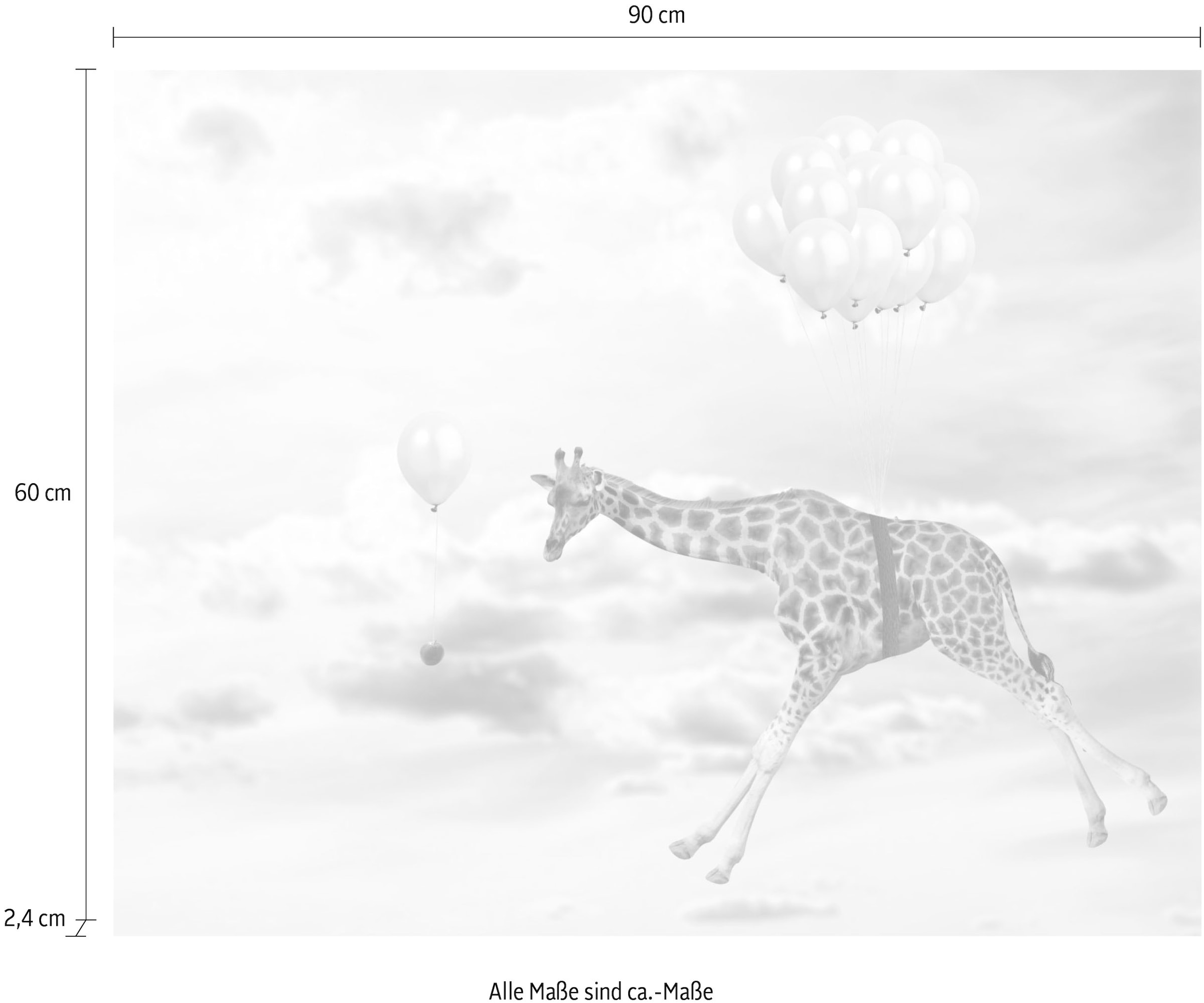 queence Acrylglasbild »fliegende Giraffe« Giraffe | Giraffen | Giraffen Bilder | Himmel | Himmelsbilder | Luftballon | Tiere Fine Art-Print in Galeriequalität