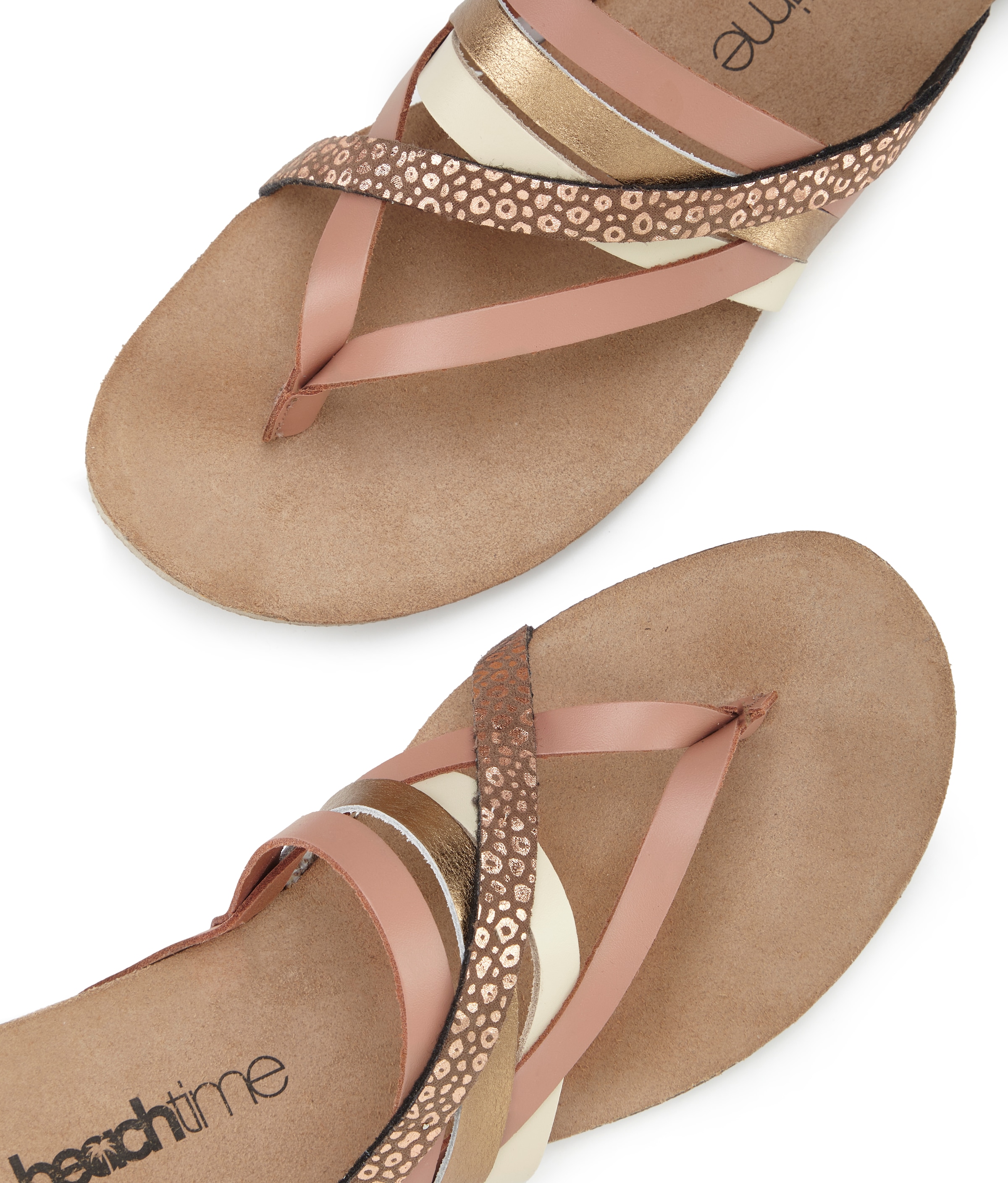 Beachtime Zehentrenner »Pantolette, Mule, Sommerschuh, Sandale, offener Schuh,«  aus Leder mit raffinierten Riemchen