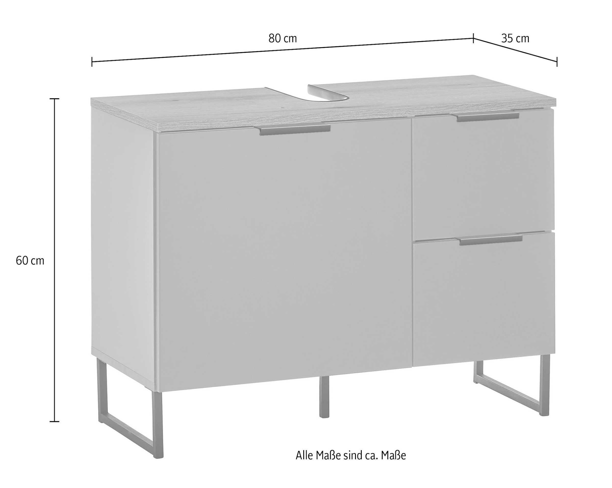 BASIC by Balculina Waschbeckenunterschrank »Denver Waschbeckenunterschrank, Badezimmerschrank BxHxT 80x60x35« 1 Stk. tlg. Breite 80 cm, Tür L/R montierbar, Softclose
