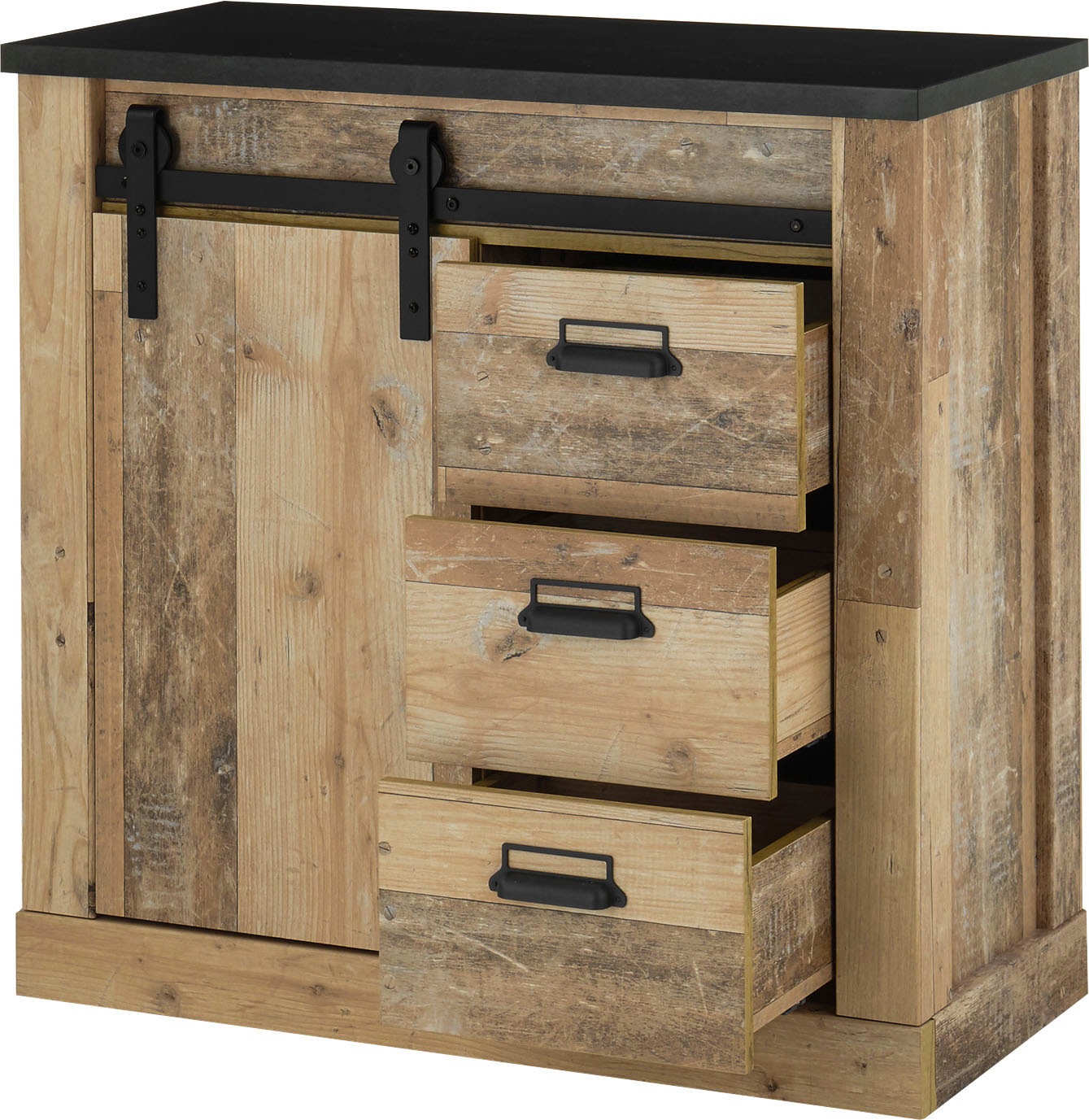 Home affaire Meuble mural »Sherwood, Anbauwand im Industrial-Style, Komplettset, Wohnzimmer-Set« 4 cuis tlg.