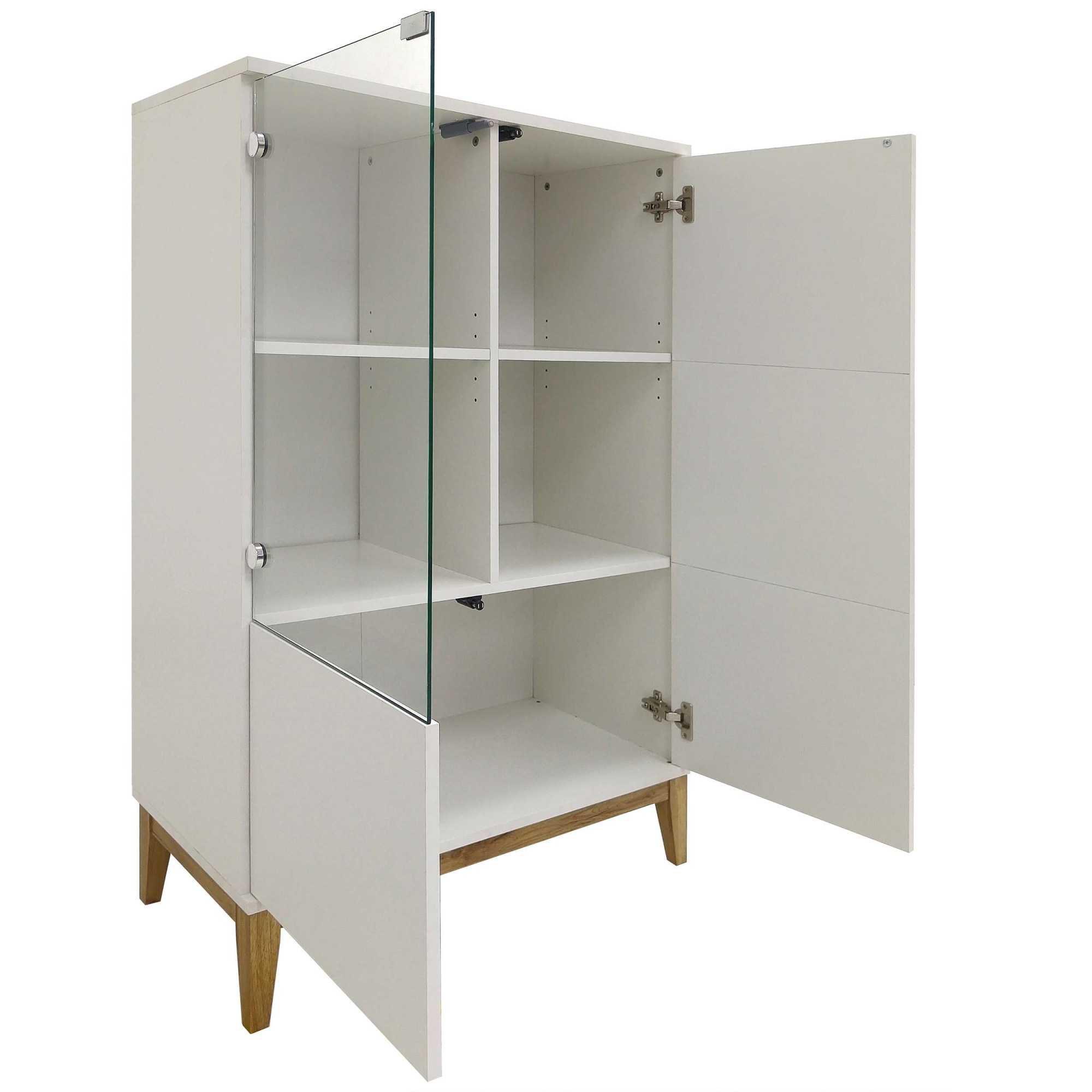 GOODproduct Buffet haut »Maryd« Commode, armoire moyenne, avec portes en verre et bois, étagères, largeur 80cm