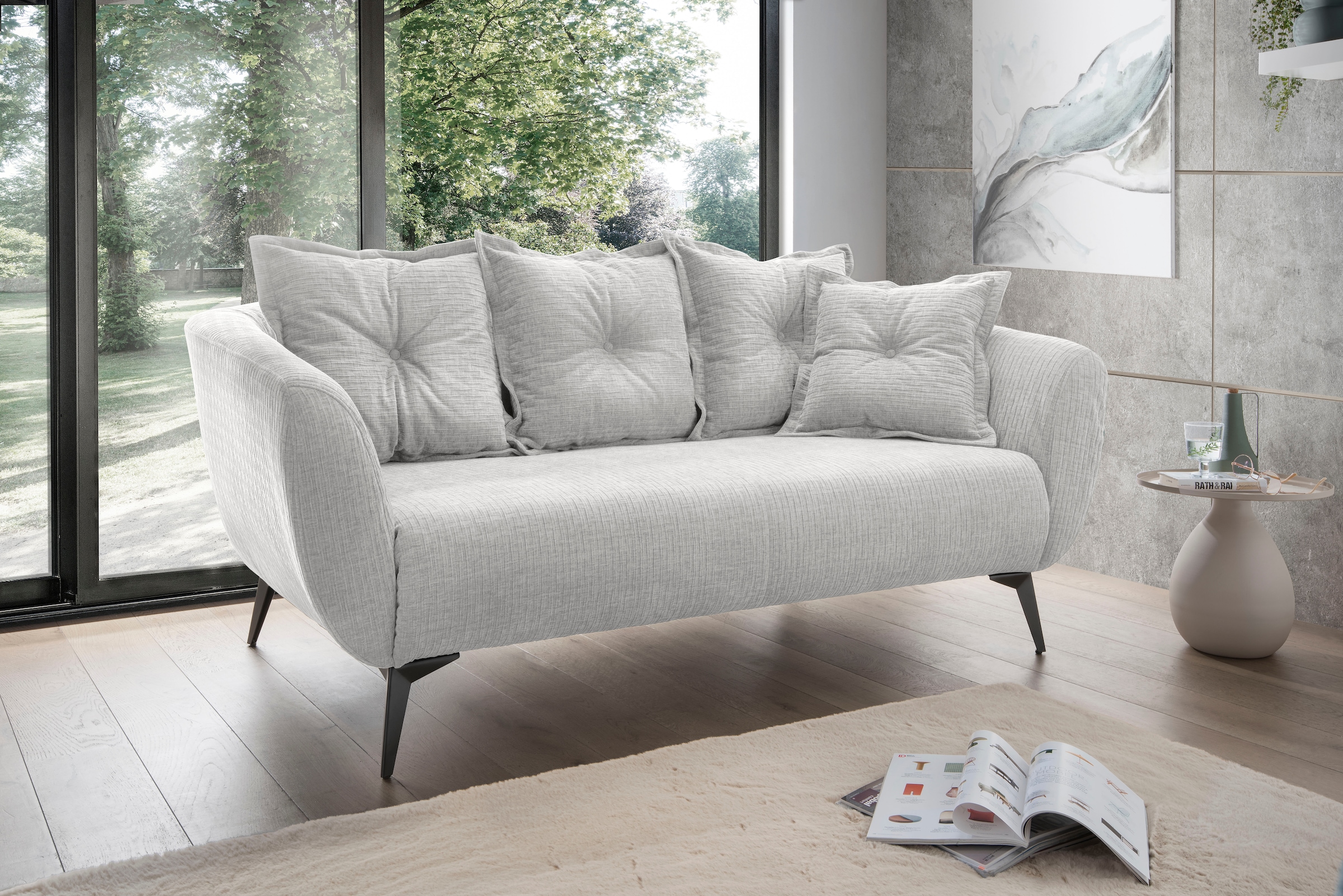 Home affaire 2,5-places »Baggio, Breite 196 cm zeitlos & elegant, bequem« schwarze Metallfüsse