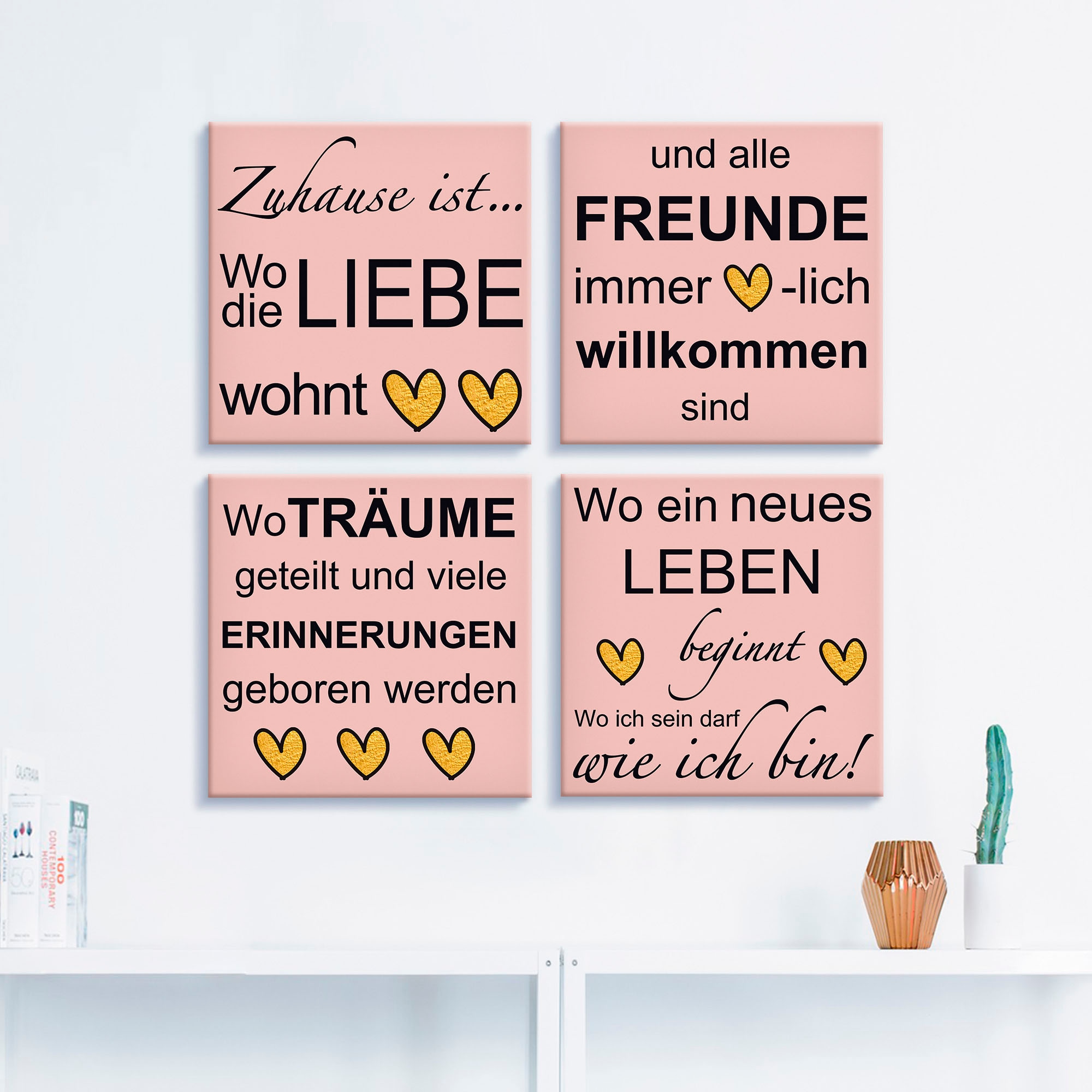 Artland Tableau sur toile »Wo die Liebe wohnt« 4 cuis tlg. 4er Set, verschiedene Grössen